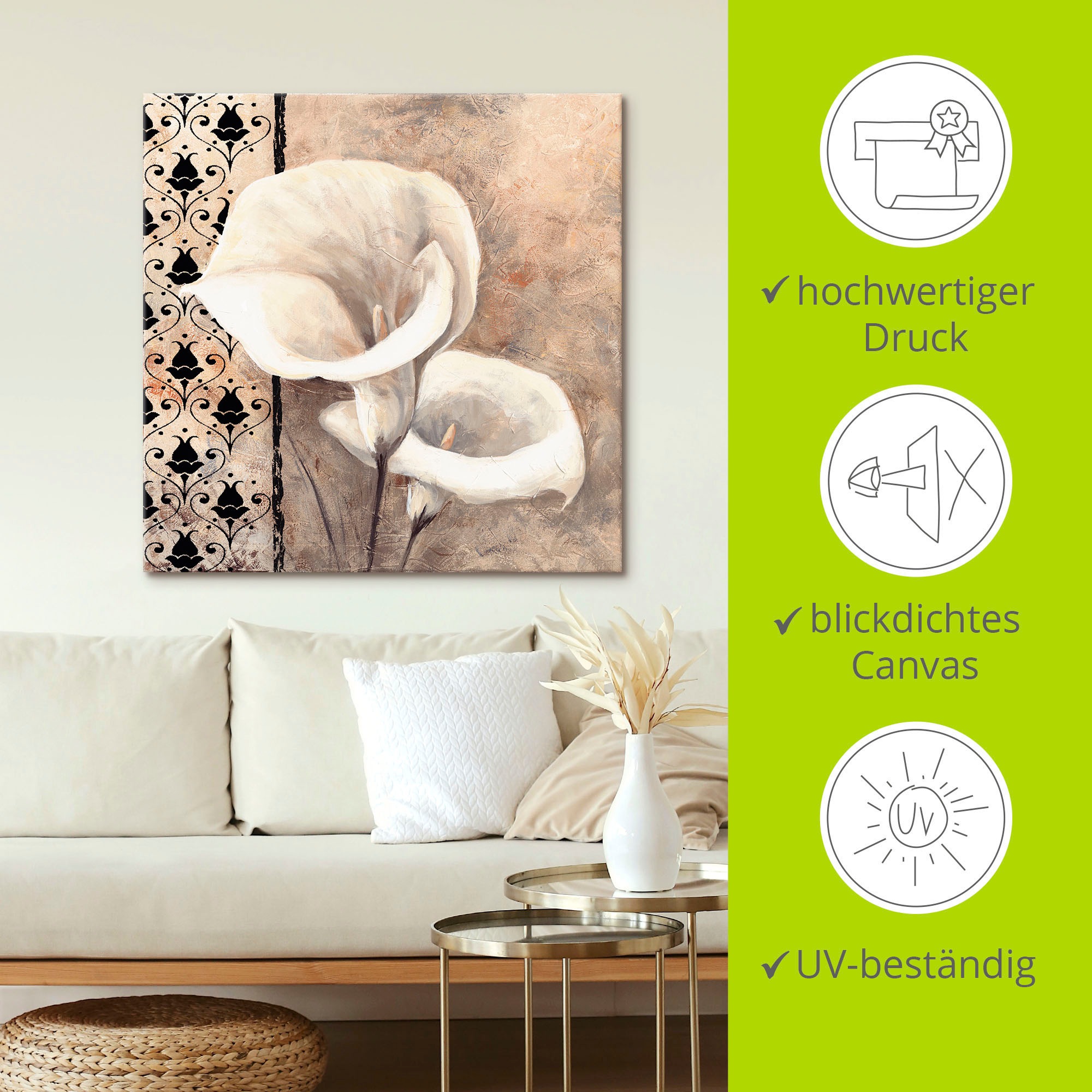 Artland Wandbild »Klassische Callas«, Blumenbilder, (1 St.), als Alubild, Outdoorbild, Leinwandbild, Poster in verschied. Größen