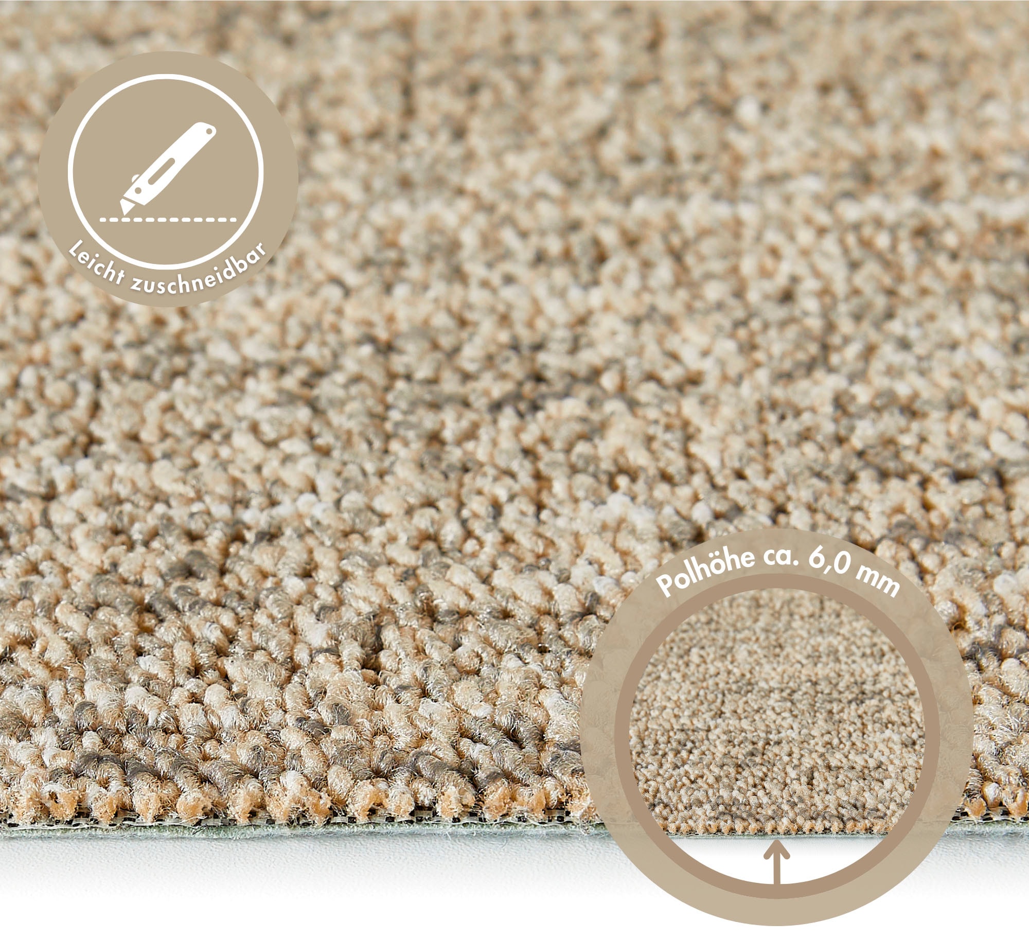Andiamo Teppichboden »Joe, Schlinge, Made in Netherlands«, rechteckig, 6 mm Höhe, Breite 400 cm, meliert, Wohnzimmer, strapazierfähig & robust