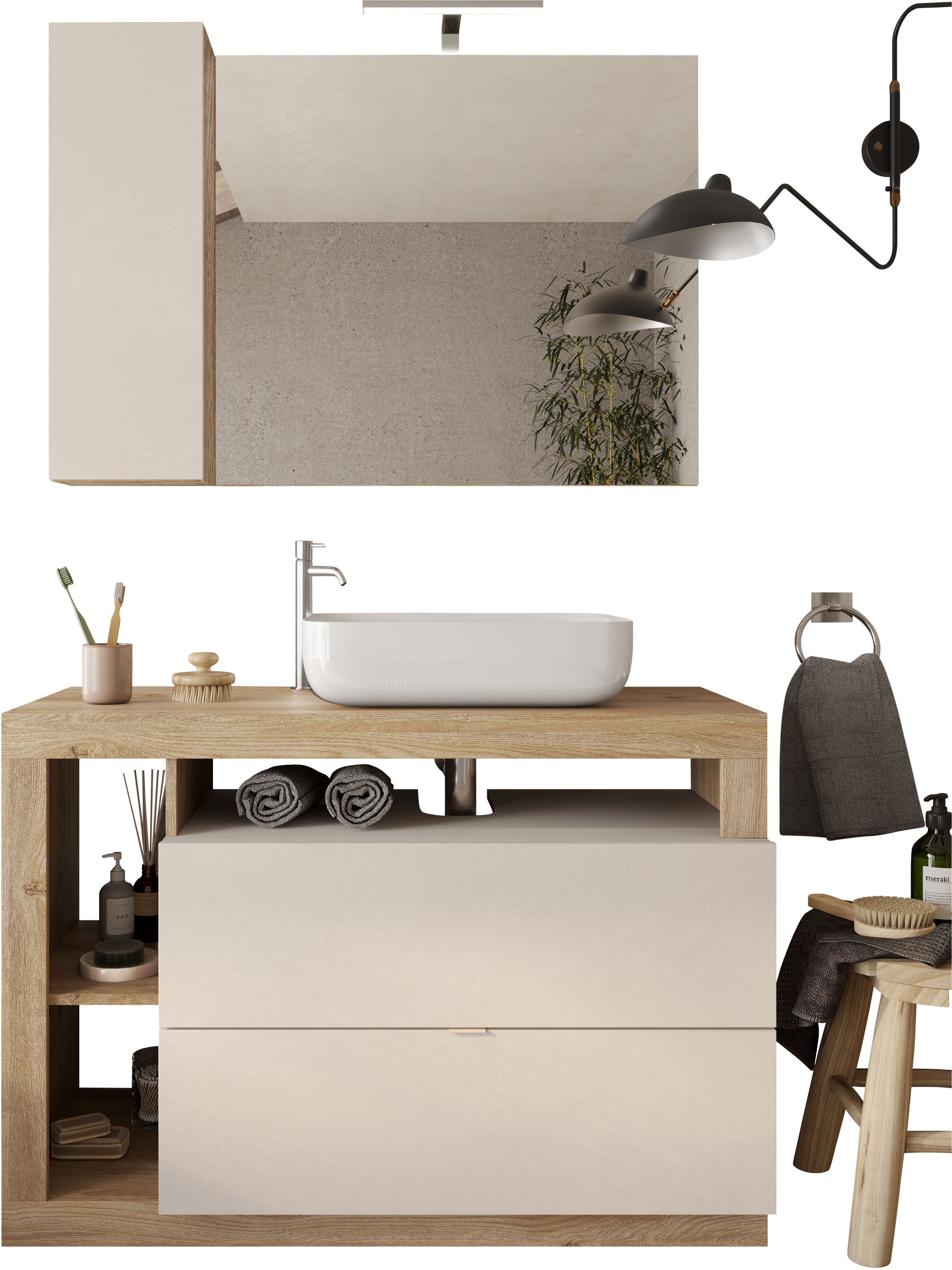 welltime Badmöbel-Set »Hamburg, Badezimmerset 2tlg. Breite 110 cm, Badmöbel günstig online kaufen