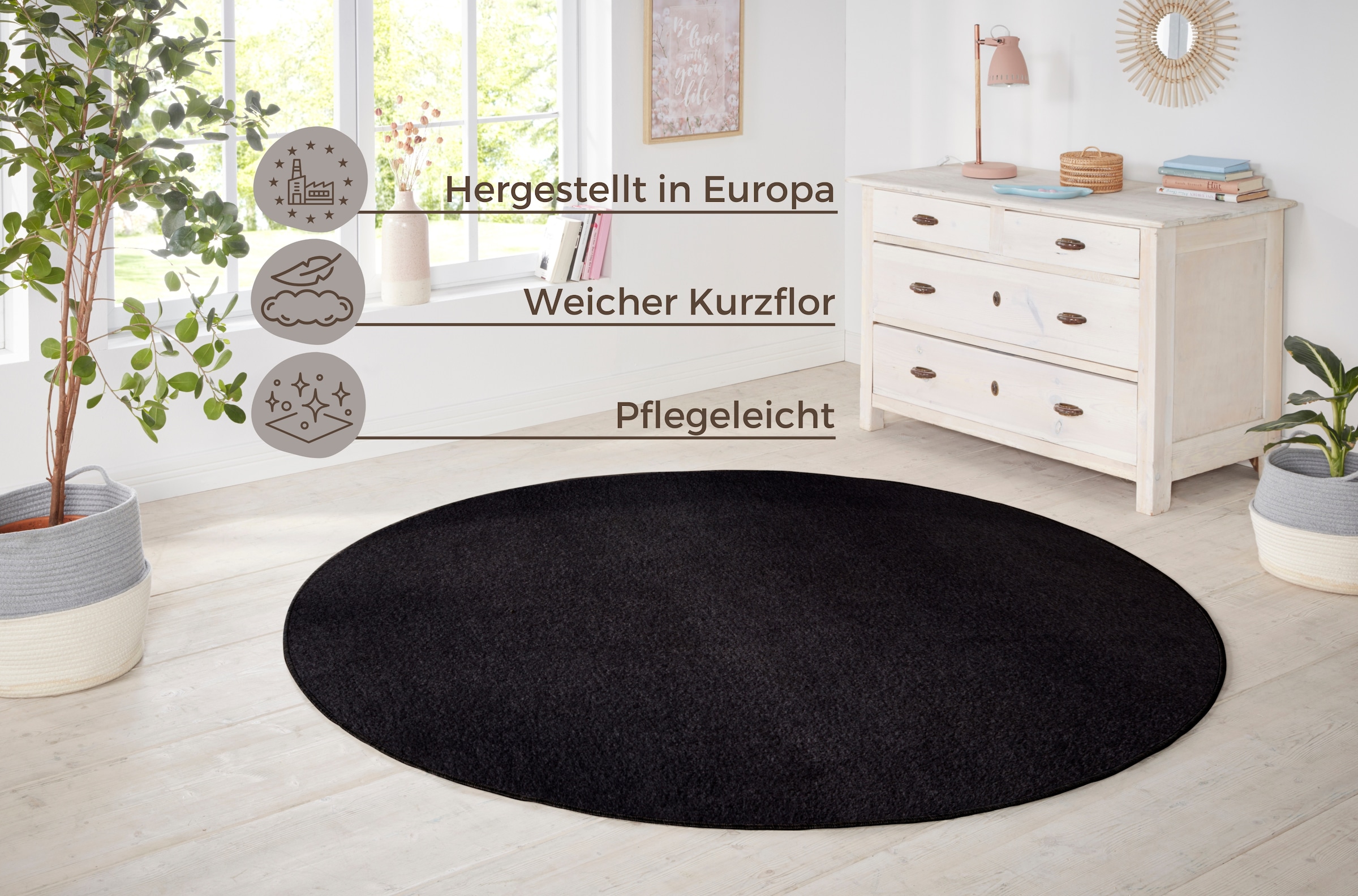 HANSE Home Teppich »Shashi«, rund, 8,5 mm Höhe, Kurzflor, Unifarben, Teppic günstig online kaufen