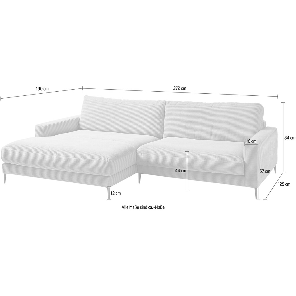 INOSIGN Ecksofa »Downtown, B/T/H: 272/190/84 cm L-Form«