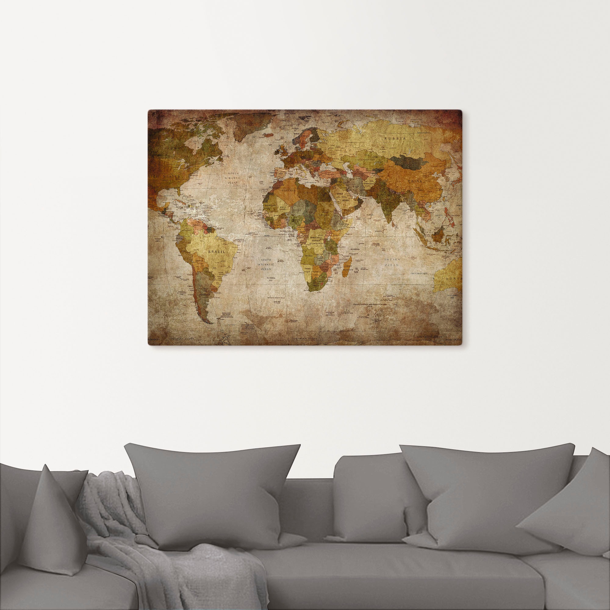 Artland Wandbild »Weltkarte« Landkarten 1 Stk. tlg. als Alubild, Outdoorbil günstig online kaufen