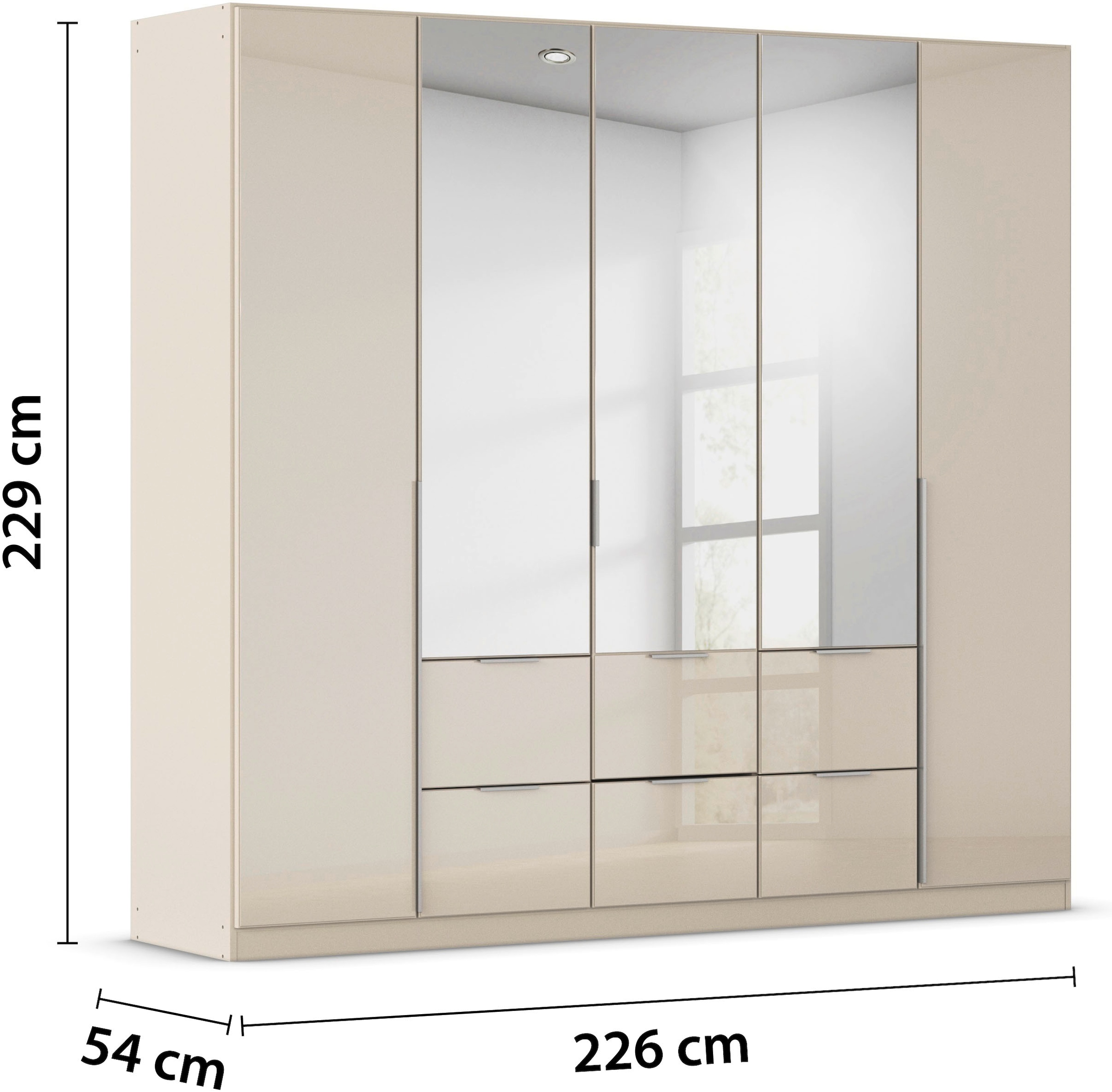 rauch Drehtürenschrank »Kleiderschrank Kleiderschränke Schrank Garderobe AGORDO mit Glasfront«, (in zwei Griff-Farben mit Glasfront), mit Außenschubkästen, in 6 Breiten und 2 Höhen MADE IN GERMANY