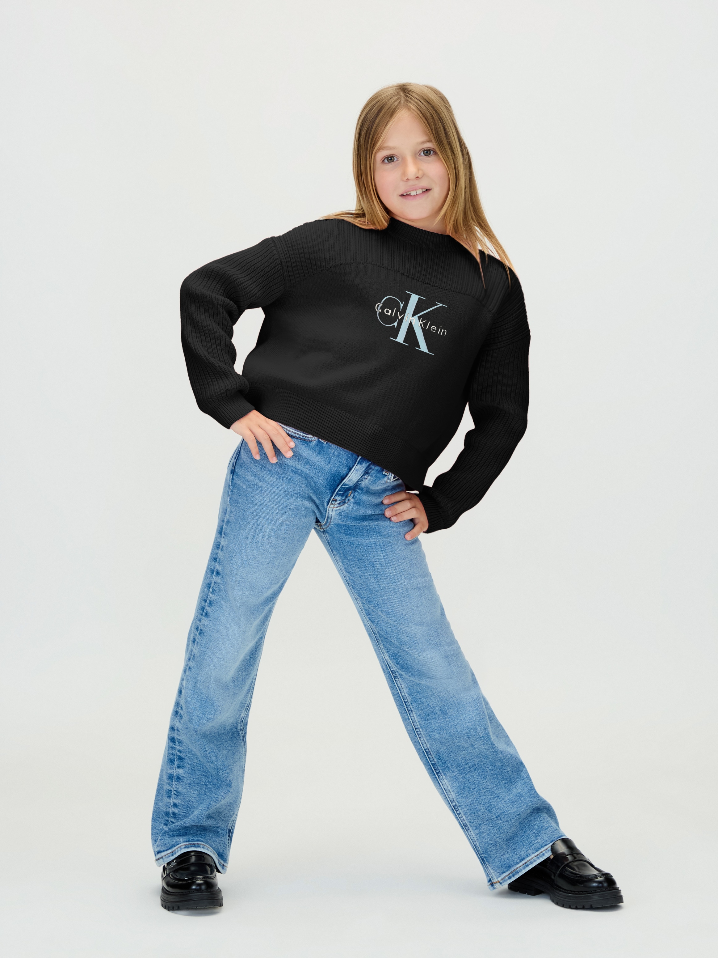 Calvin Klein Jeans Strickpullover »MONOLOGO CN SWEATER« für Kinder bis 16 Jahre, Logo-Stickerei