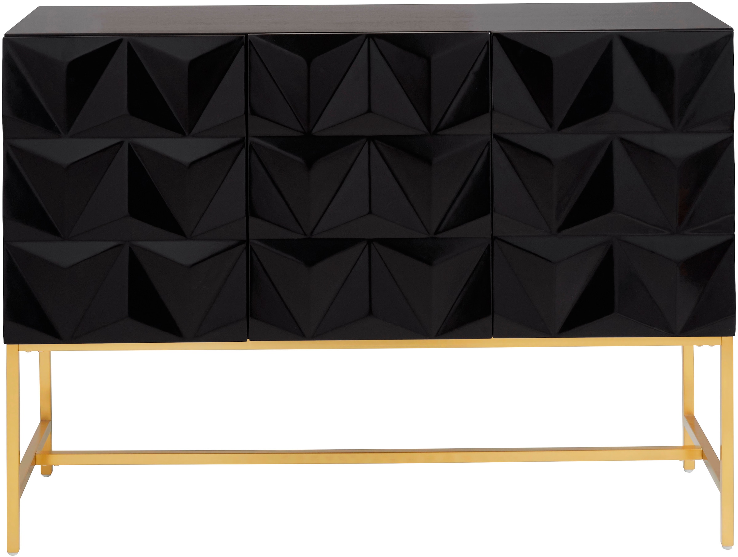 Leonique Sideboard »Rovuma«, in 3D-Optik und goldfarbenem Metallgestell