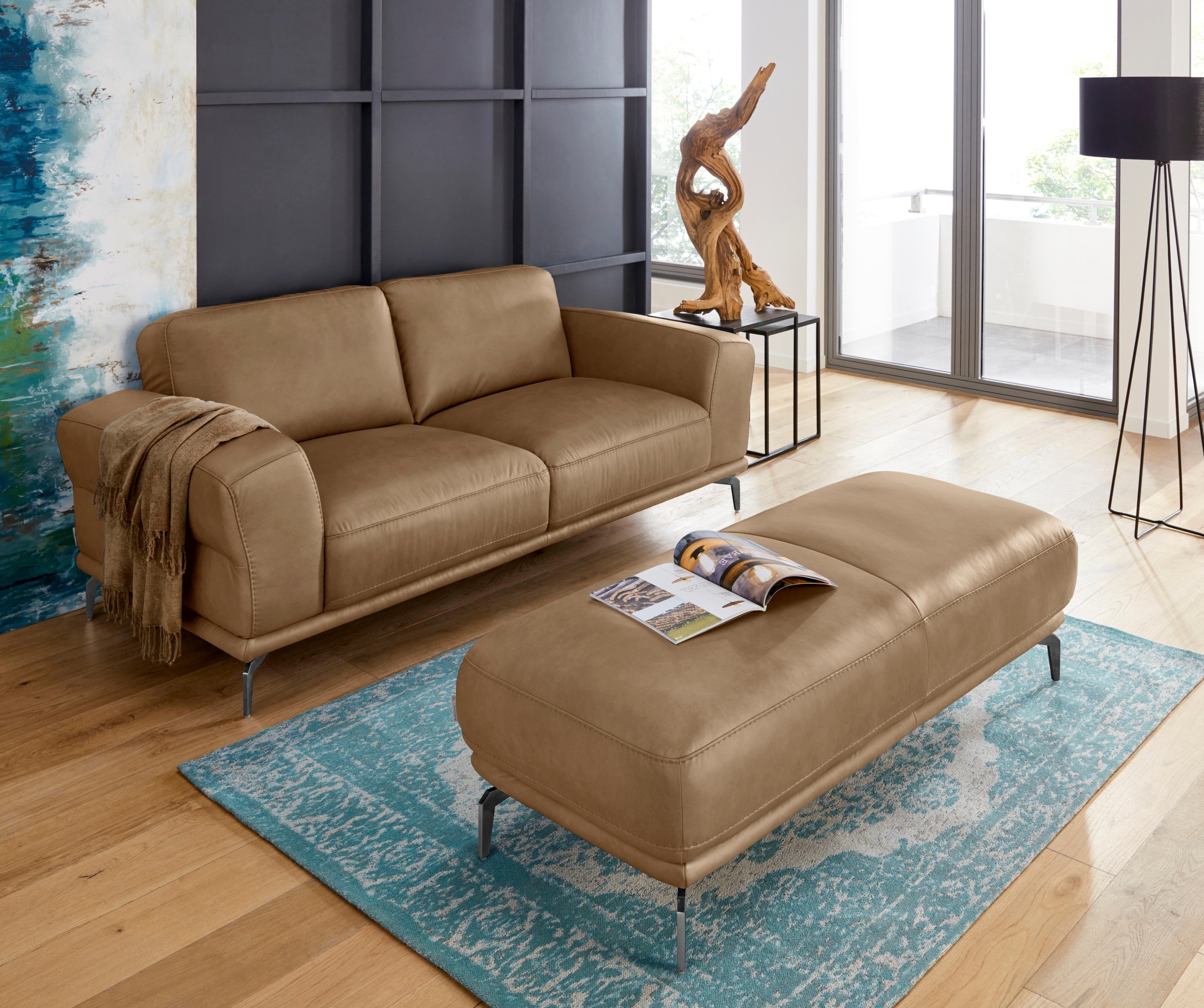 W.SCHILLIG Hocker »montanaa«, mit Metallfüßen in Schwarz pulverbeschichtet, Breite 141 cm