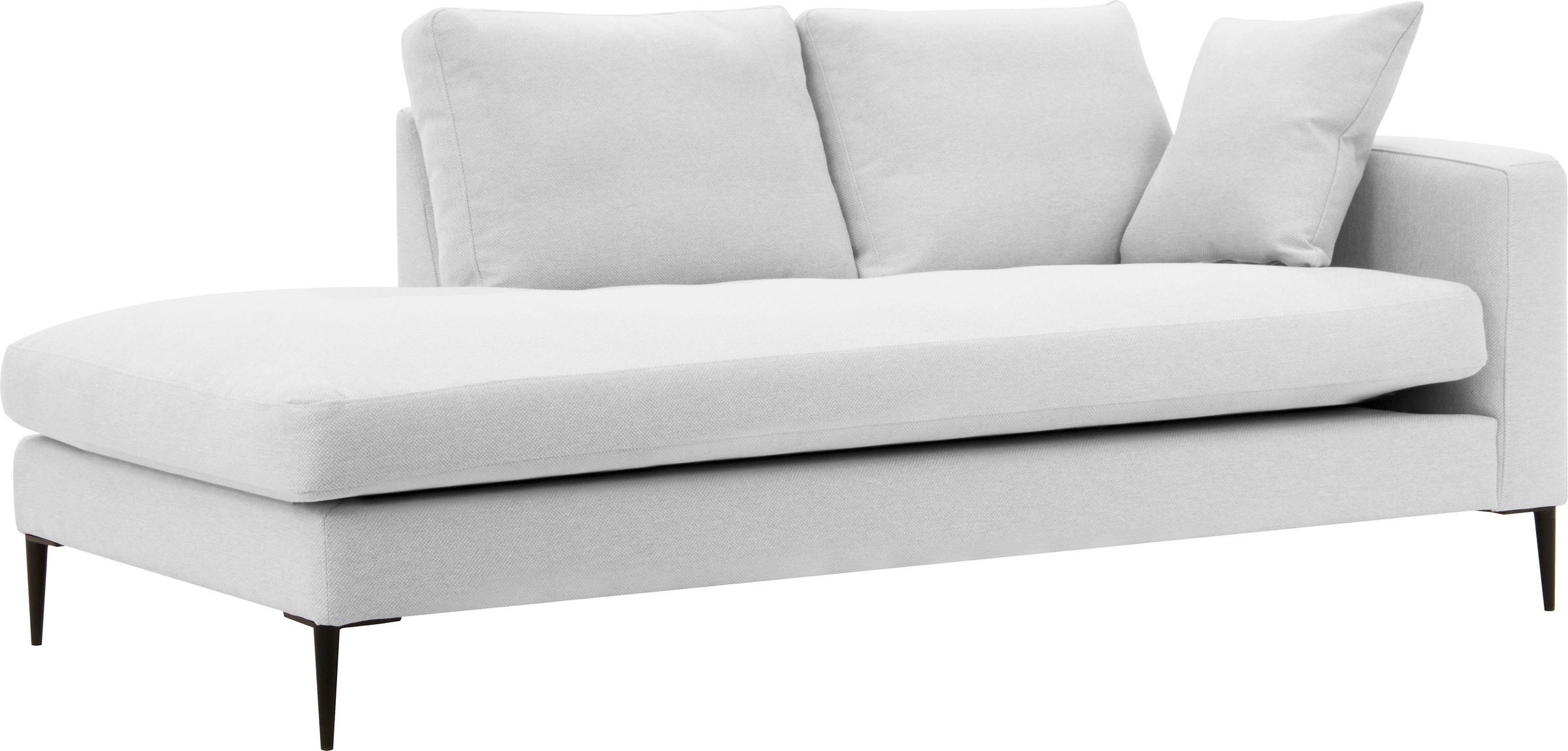 Leonique Recamiere »Cozy Chaiselongue, Maße B/T/H: 195/97/80 cm«, mit losen Kissen und Metallbeinen, Armlehne links oder rechts wählbar