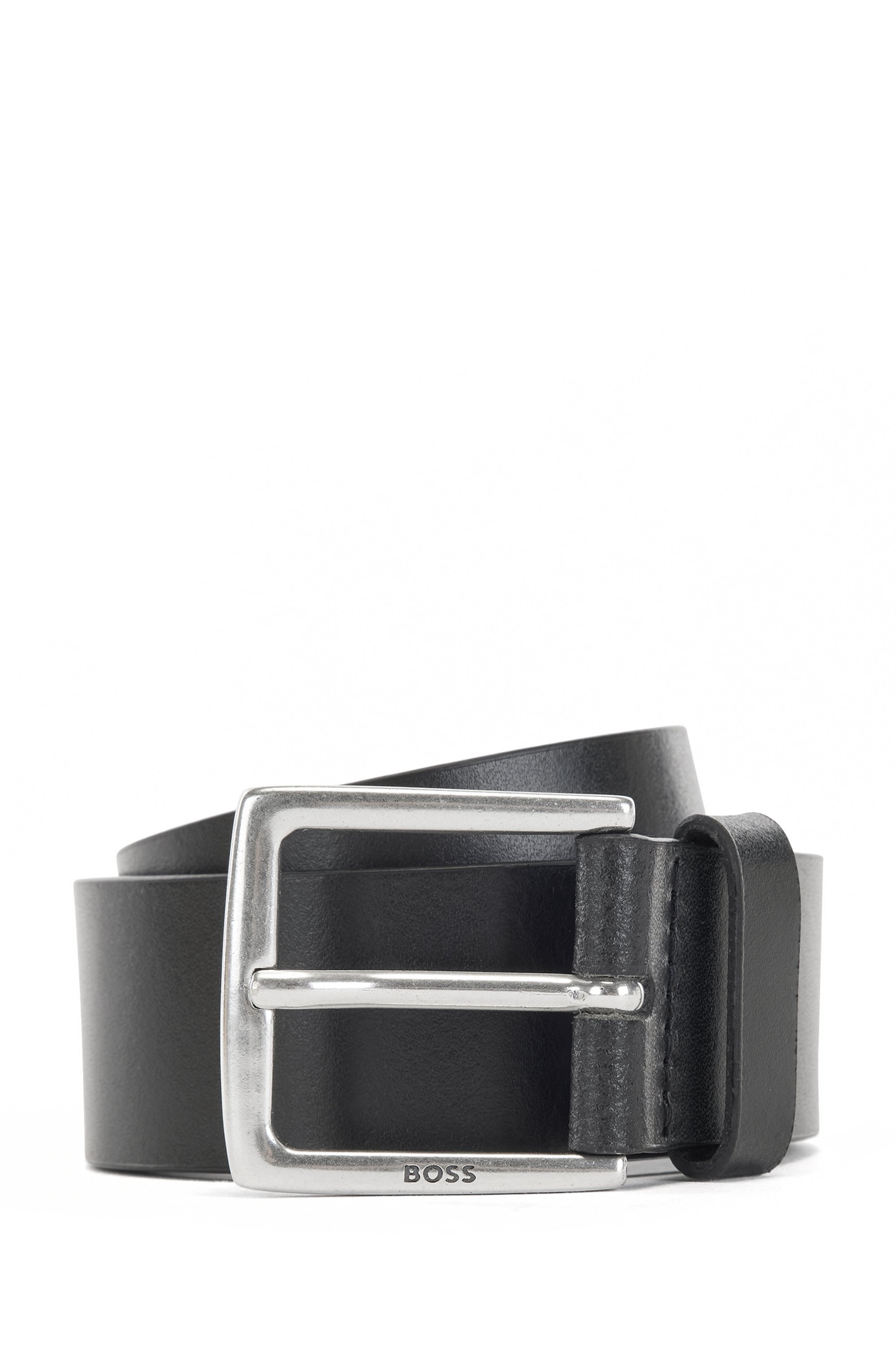 BOSS Ledergürtel »Rummi_Sz40«, aus italienischem Leder mit Metall-Details in Antik-Optik
