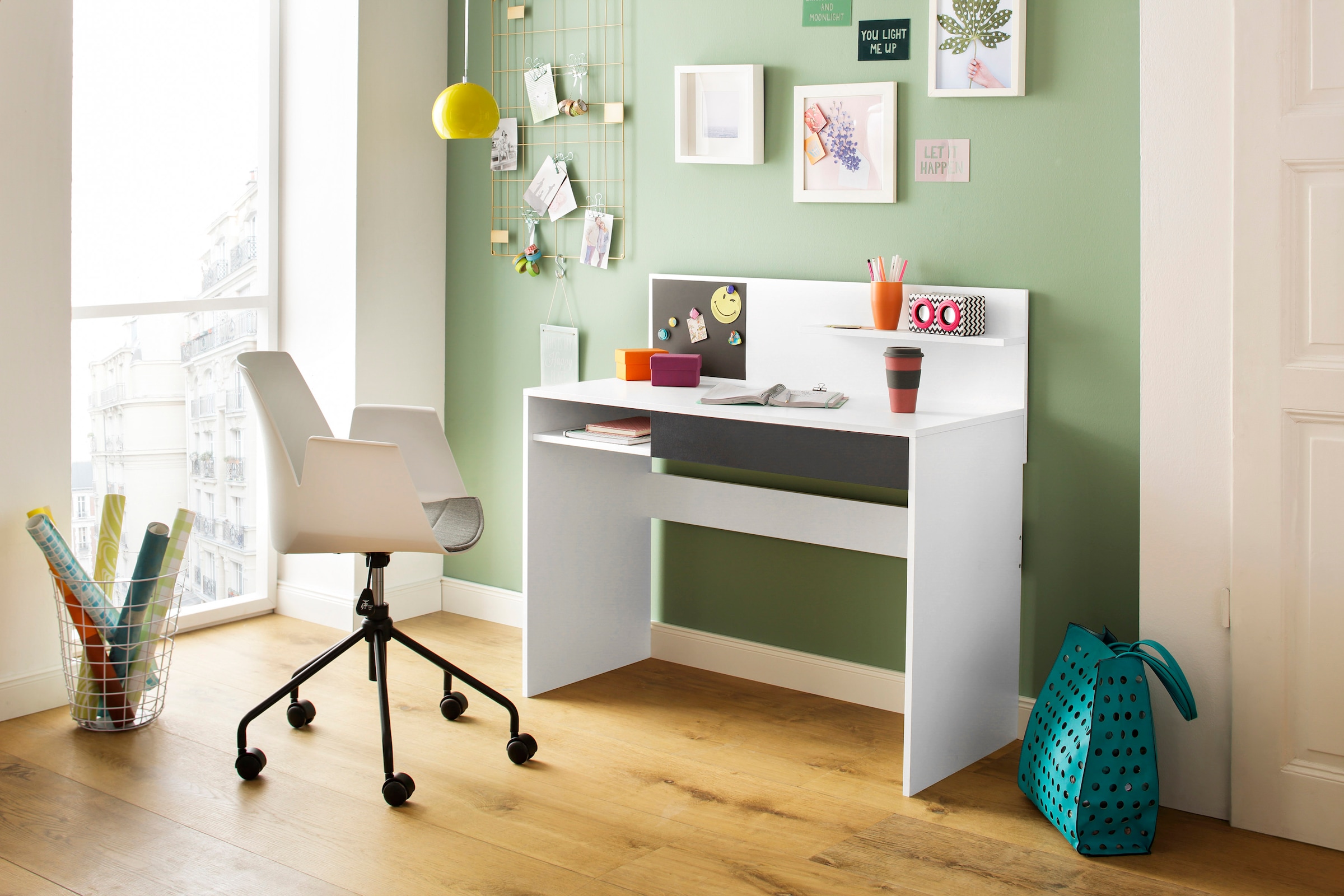 INOSIGN Schreibtisch »Magnet«, Magnettafel, große Arbeitsfläche, Schubkasten und Ablageboden