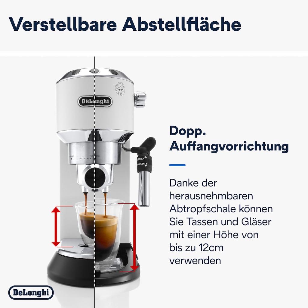 De'Longhi Siebträgermaschine »Dedica Style EC 685.W«, 1350 Watt, 15 Bar