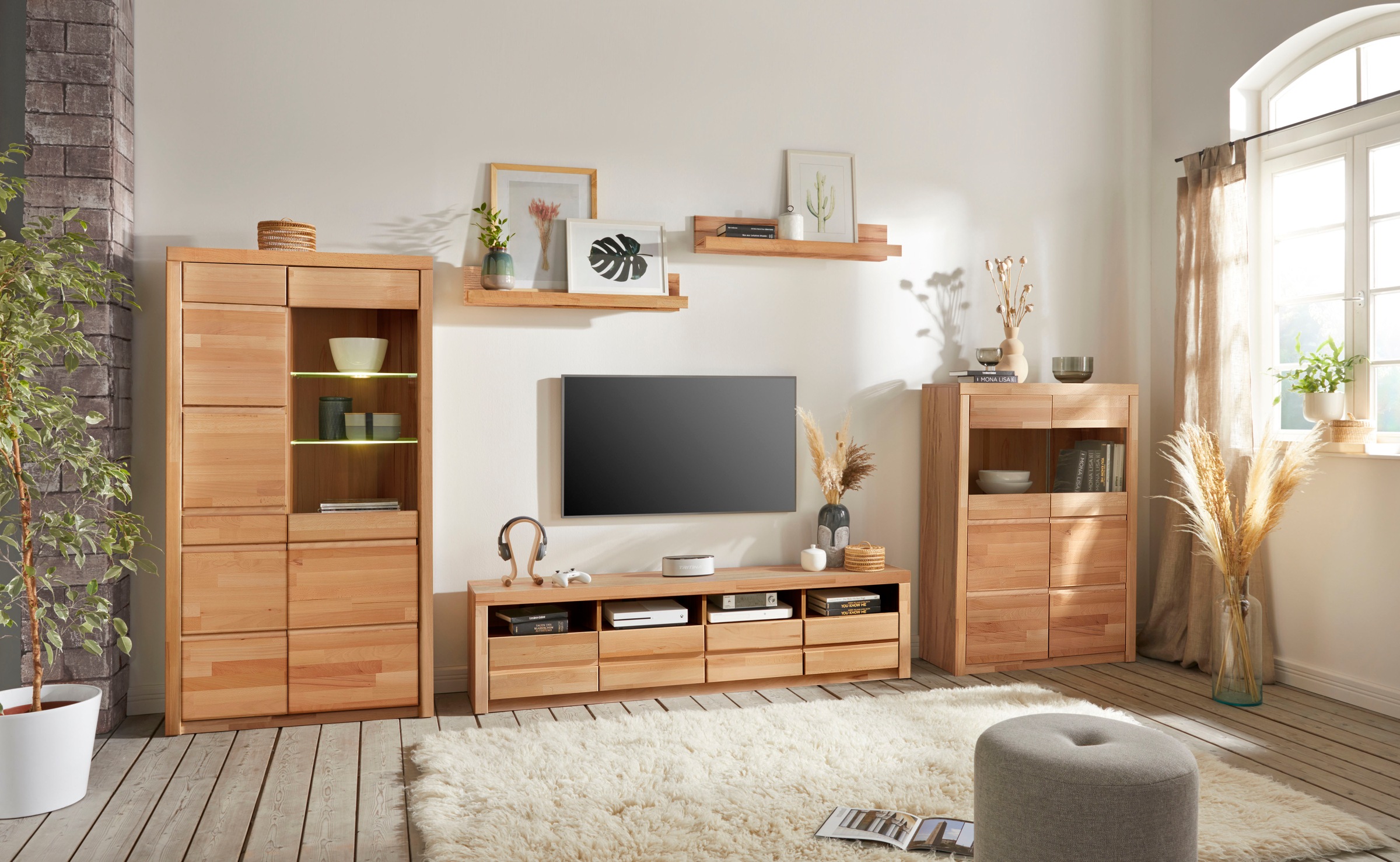 Home affaire Highboard »Silkeborg«, schöne grifflose Optik, teilmassiv