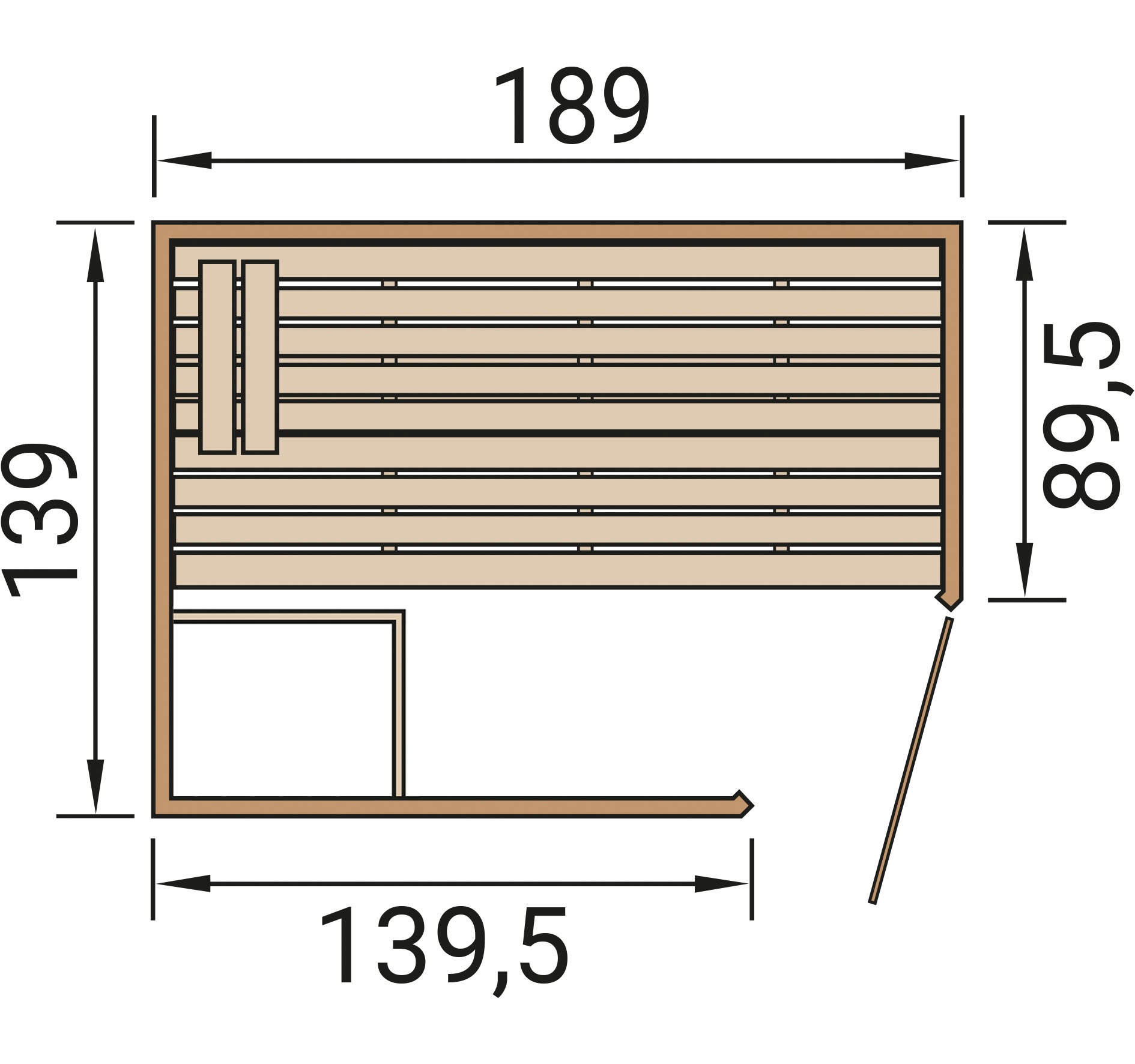 weka Sauna »Massivholzsauna VALIDA Eck 1« Blockbohlen, moderne Ganzglastür