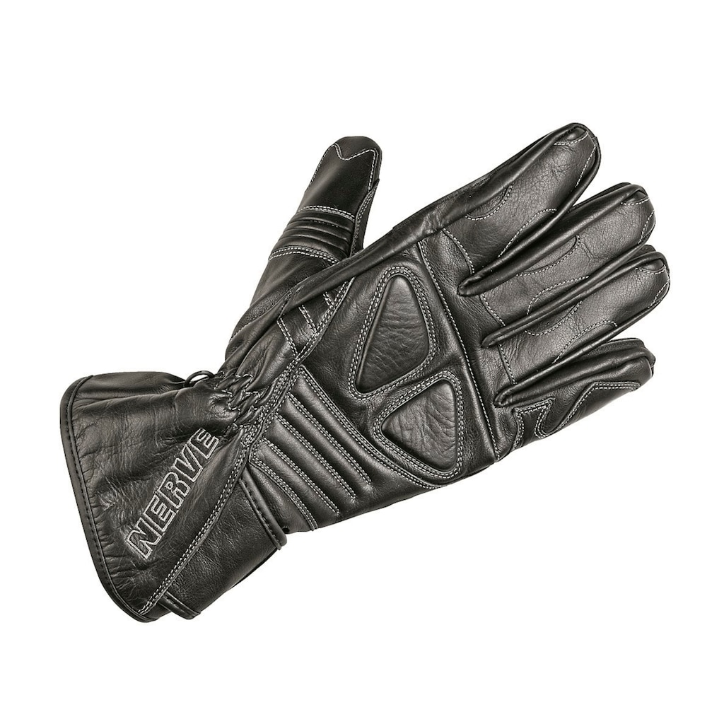 NERVE Motorradhandschuhe »Dark Leather« Polsterung über den Fingerknöcheln