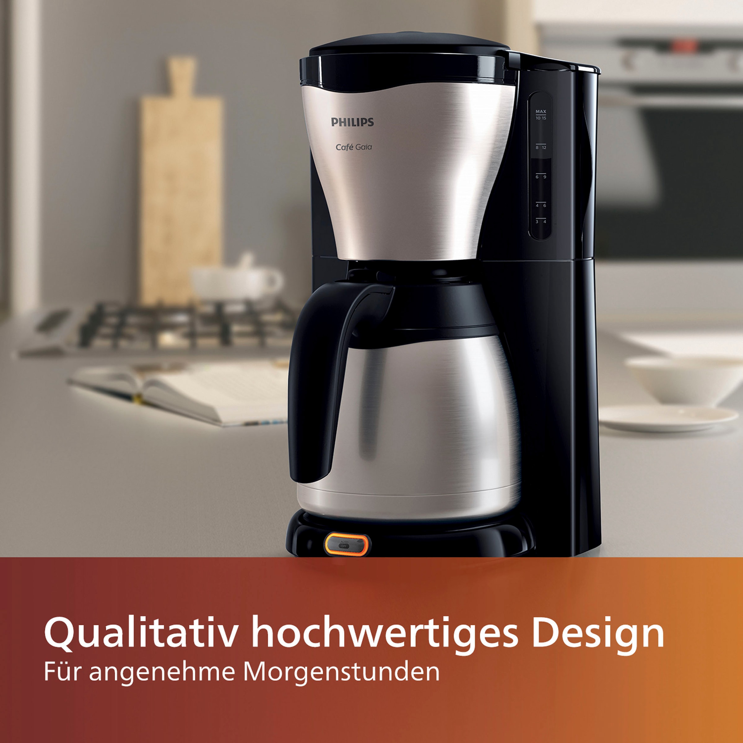 Philips Filterkaffeemaschine »Gaia HD7546/20 Viva Collection« 1,2 l Kaffeekanne Papierfilter 1x4 mit Thermokanne, Tropfstopp und Abschaltfunktion, silber