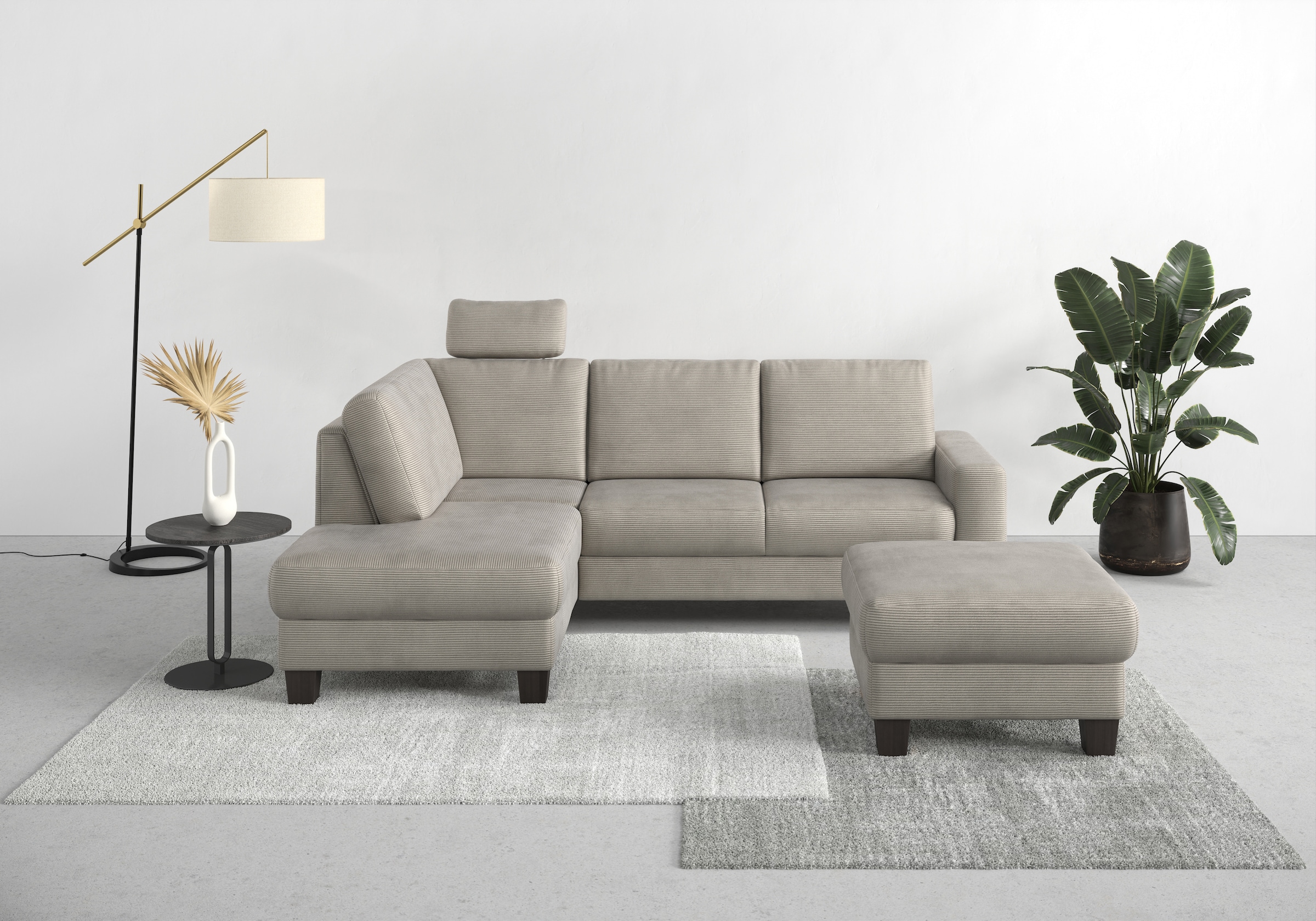 Home affaire Ecksofa »Summer L-Form«, mit Ottomane, mit oder ohne Bettfunktion und Bettkasten, Cord-Bezug