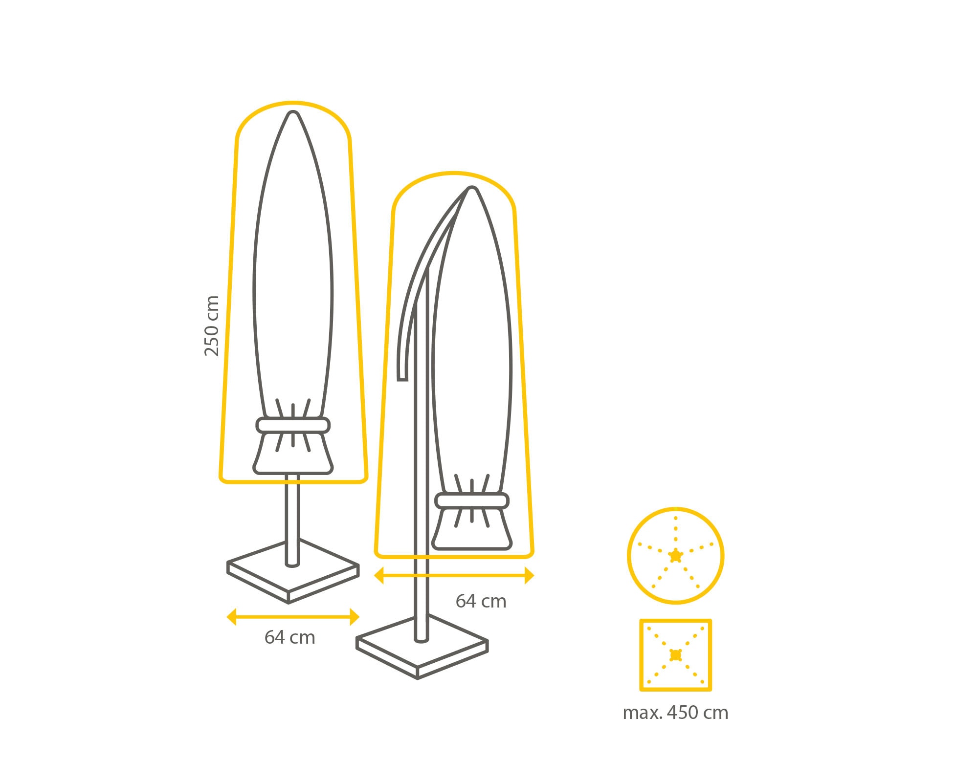 winza outdoor covers Sonnenschirm-Schutzhülle, geeignet für Schirme bis ø 450 cm, Maße 250 x 64 cm