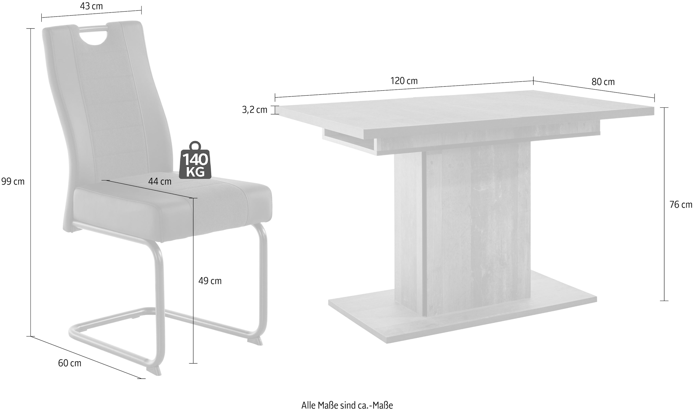 online Stuhl Essgruppe, bestellen (Set, 4x 1x & aus HELA Tisch Ariana Erika ausziehbar 5 tlg.), bestehend