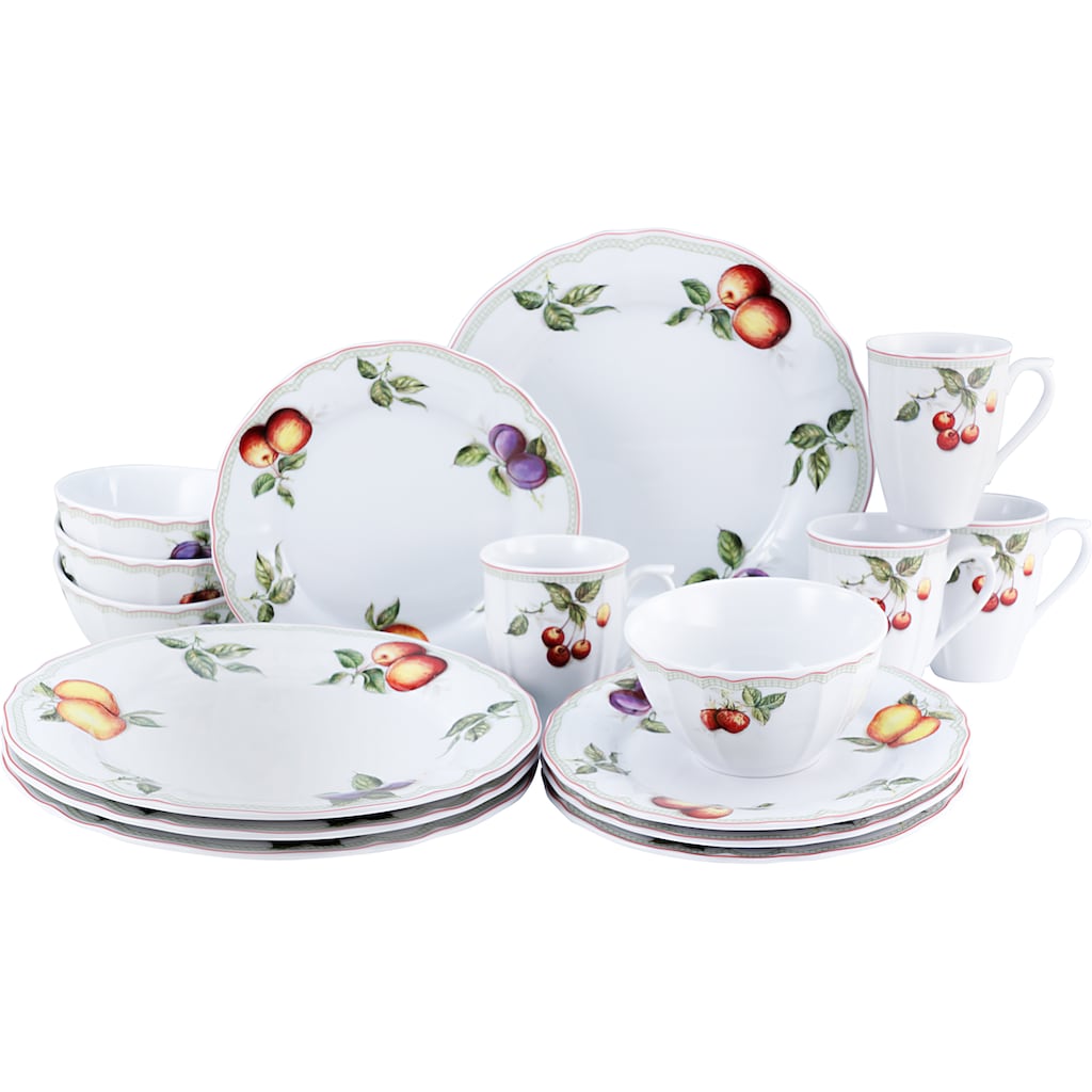 CreaTable Kombiservice »Geschirr-Set Flora Orchard«, (Set, 16 tlg., Kaffeeservice und Tafelservice im Set, für 4 Personen)