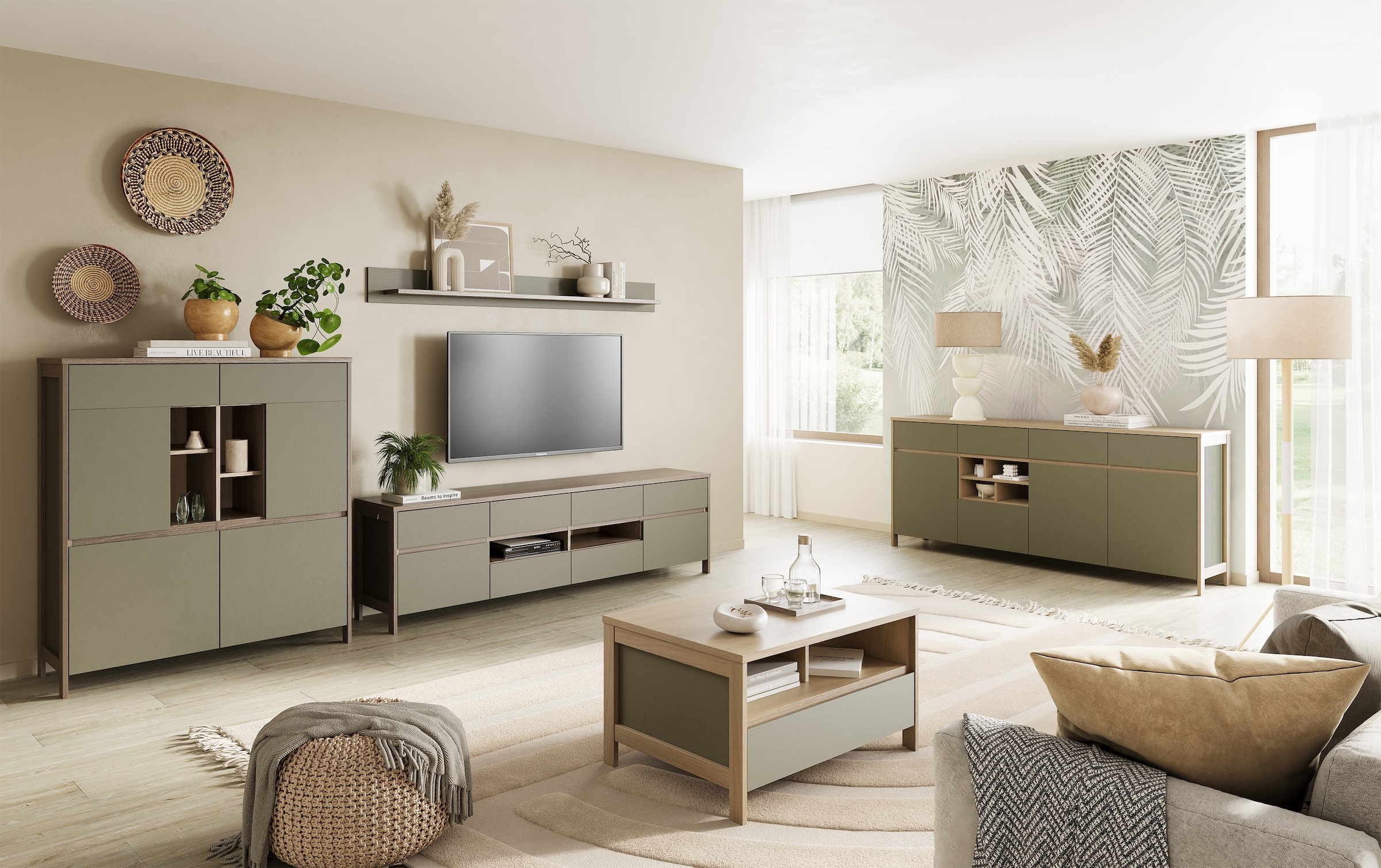 Home affaire Sideboard »Stranda, moderner Schrank, Kommode im Scandi-Style, 198 cm breit«, elegante Rahmenoptik, ausreichend Stauraum, vielseitig einsetzbar