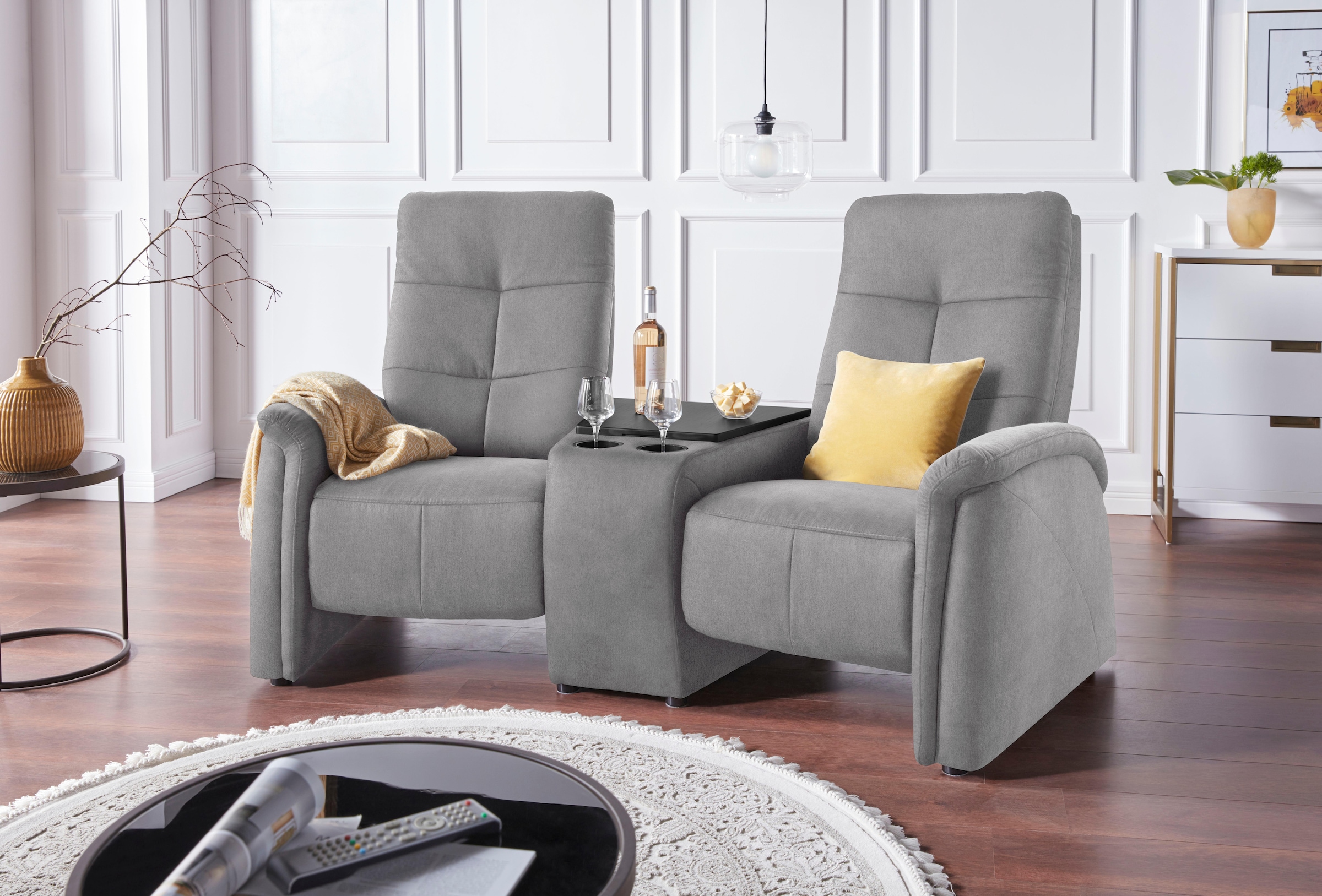 exxpo - sofa fashion 2-Sitzer »Tivoli, Kinosofa mit Relaxfunktion, mit Ablagetisch und Stauraum« bequem und komfortabel