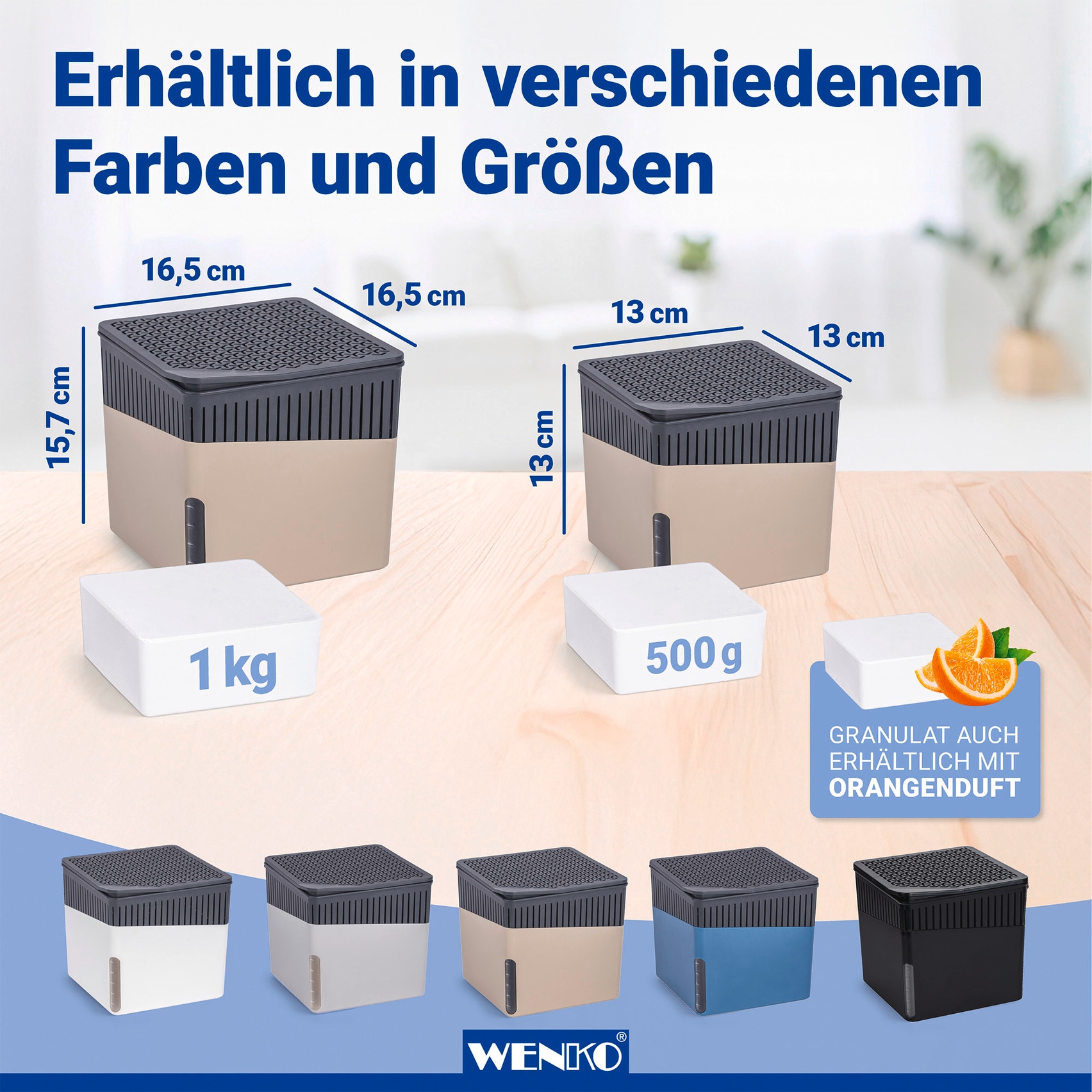 WENKO Luftentfeuchter »Modell Cube« für 40 m³ Räume Tank 0,8 l mit 2 x 500 g Entfeuchter-Blöcken, für Räume bis 40 m³