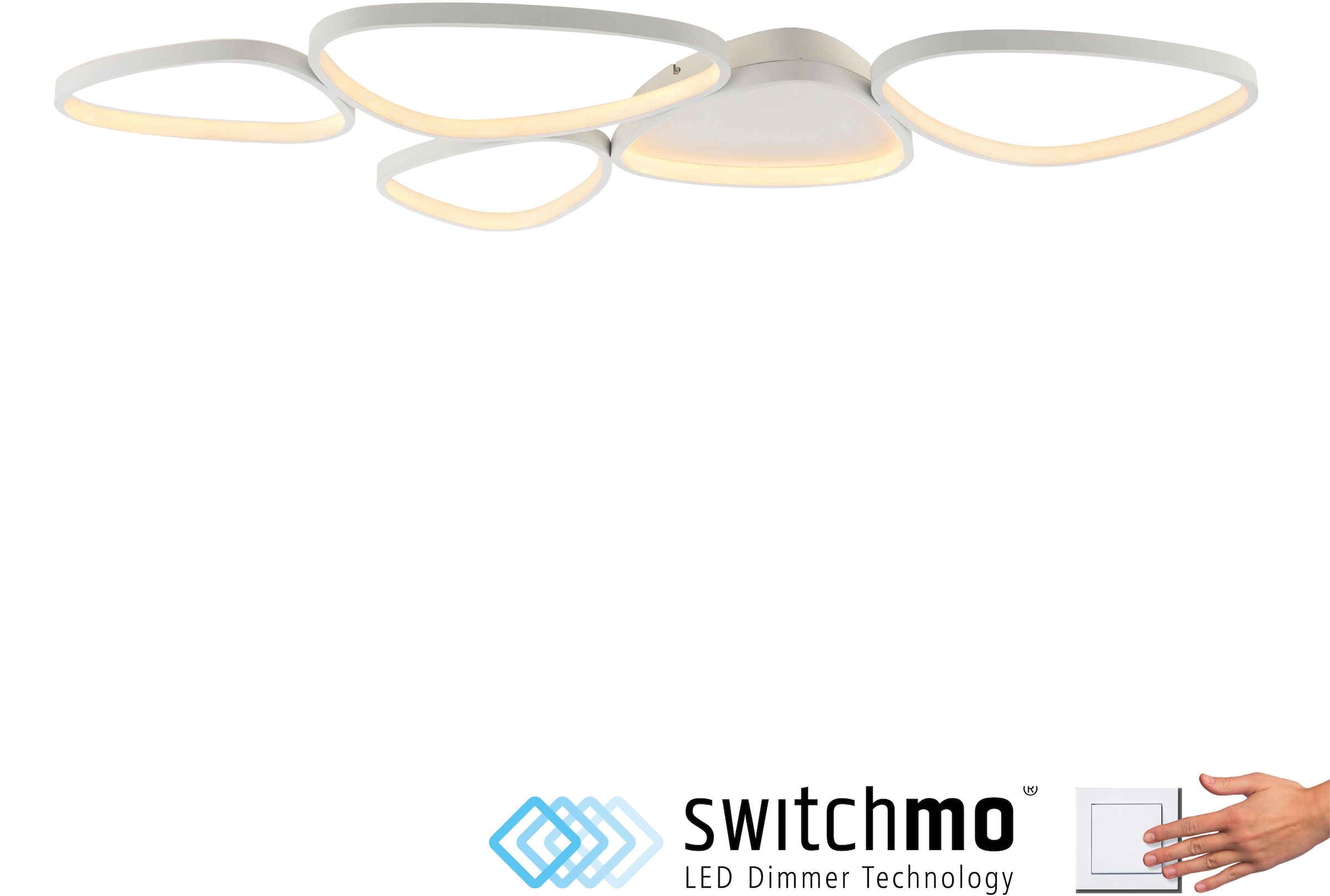JUST LIGHT Deckenleuchte »PEBBLES«, 1 flammig, Leuchtmittel LED-Board | LED fest integriert, LED, dimmbar, Switchmo, Memory, nach Trennung vom Netz