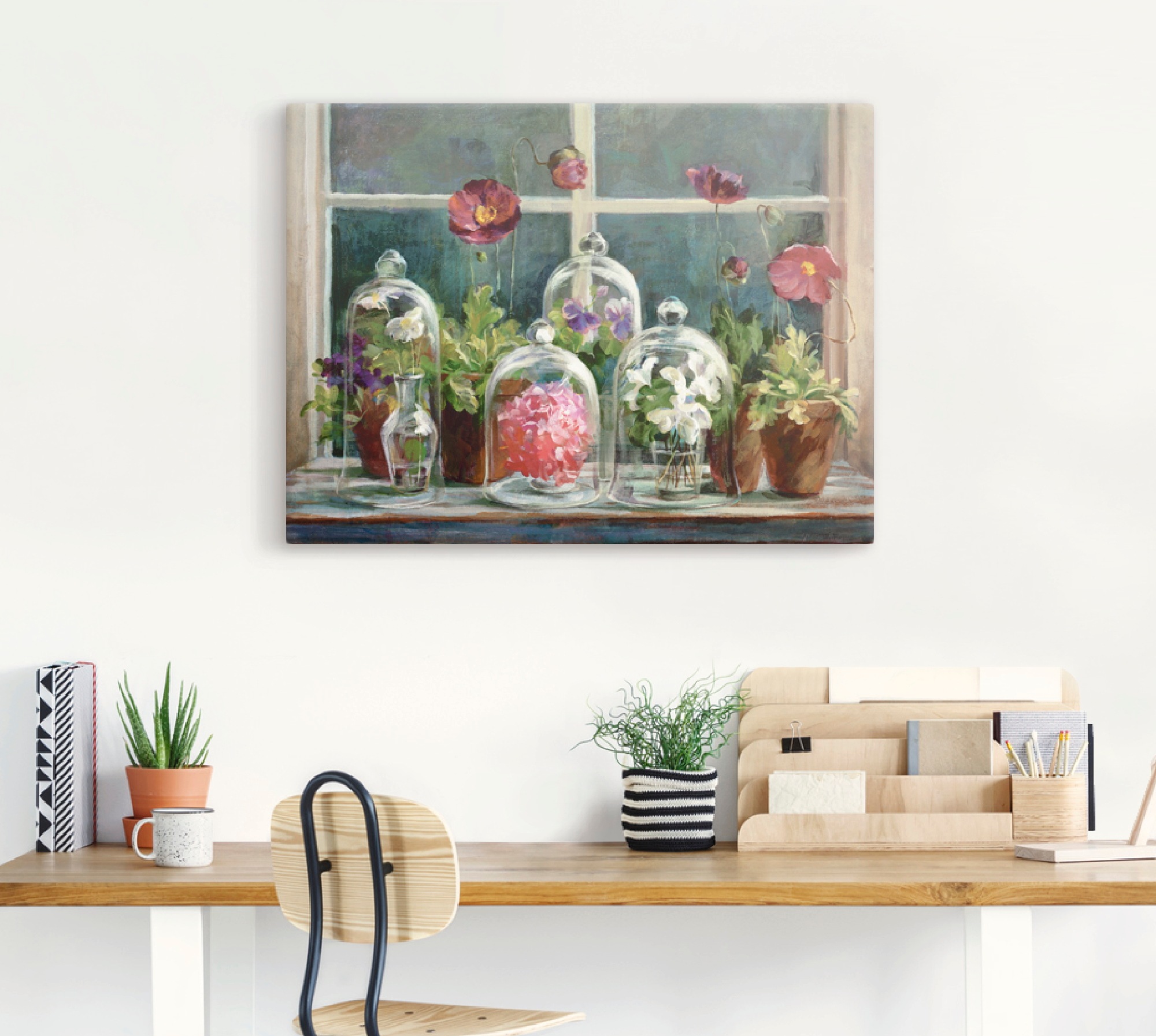 Artland Leinwandbild »Lila Mohnsammlung am Fenster« Arrangements 1 Stk. tlg günstig online kaufen