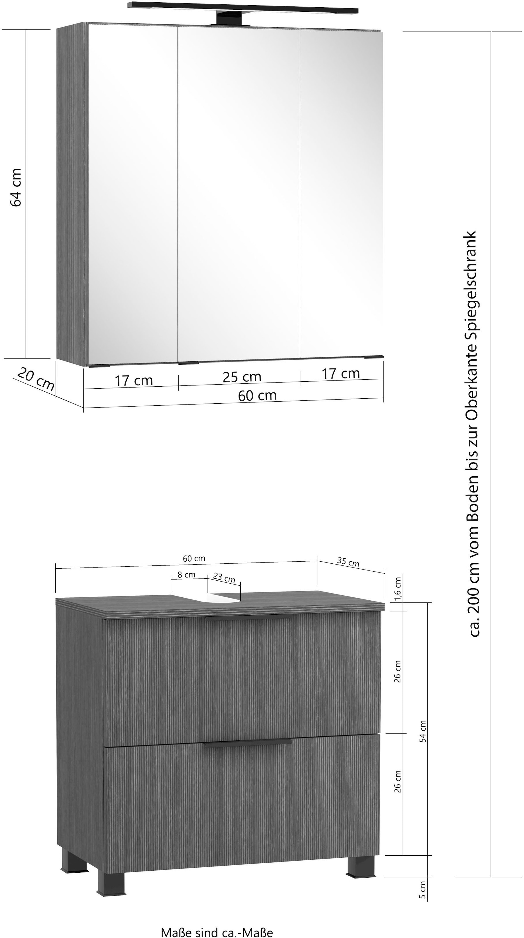 welltime Badmöbel-Set »Welltime, York Unterbecken-Set 2teilig, 60 cm, 1 Klappe, 1 Auszug«