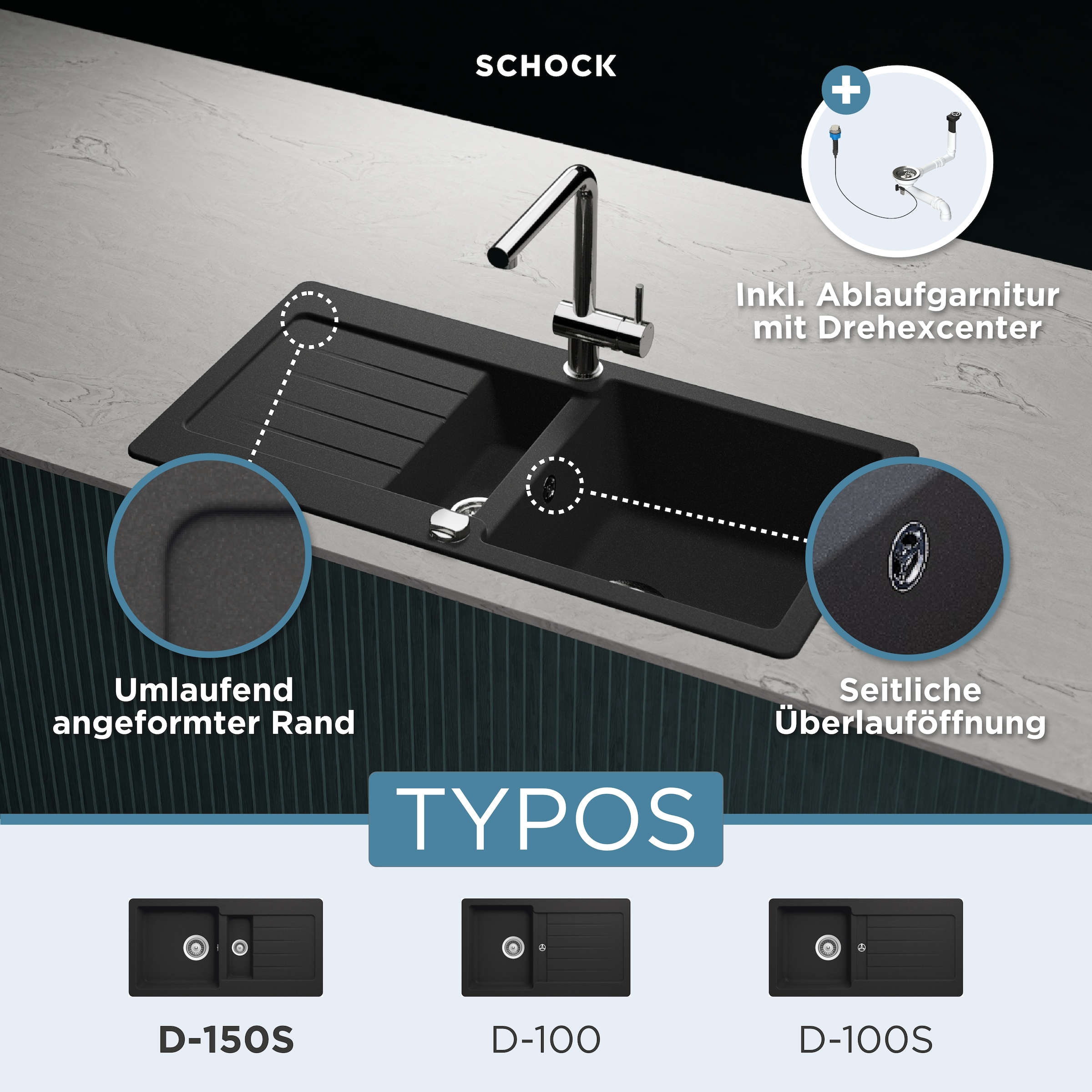 Schock Granitspüle »Typos DS«, mit Restebecken