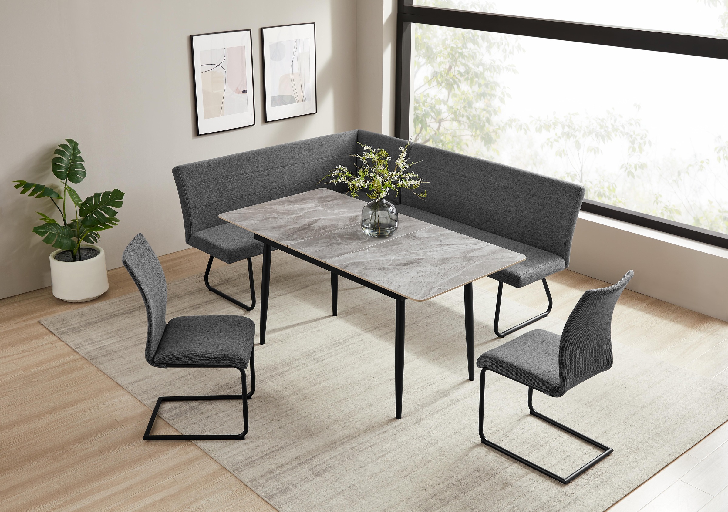 OTTO home Eckbankgruppe »Stevian« Set, 1 ausziehbarer Esstisch + 1 Eckbank günstig online kaufen