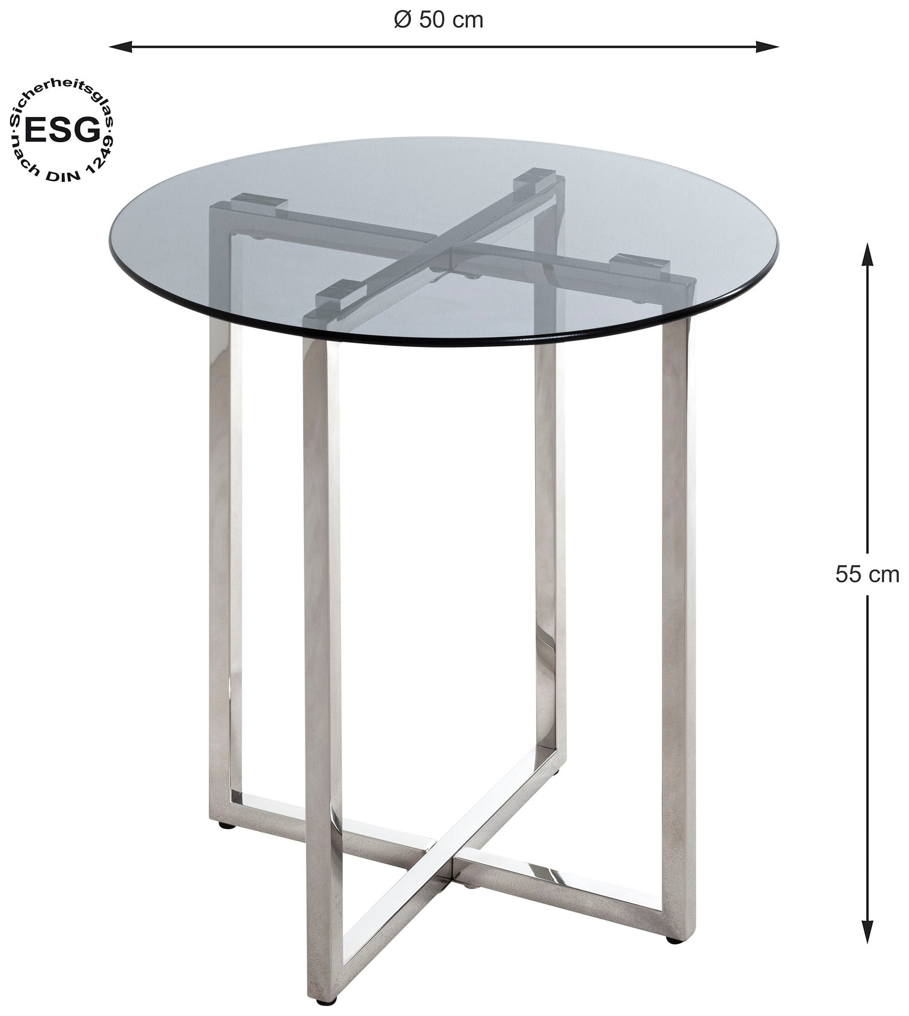 HAKU Beistelltisch »Sofatisch, Wohnzimmertisch« 1 Stk. tlg. rund - aus Metall Silber - Ø/H 50/55 cm