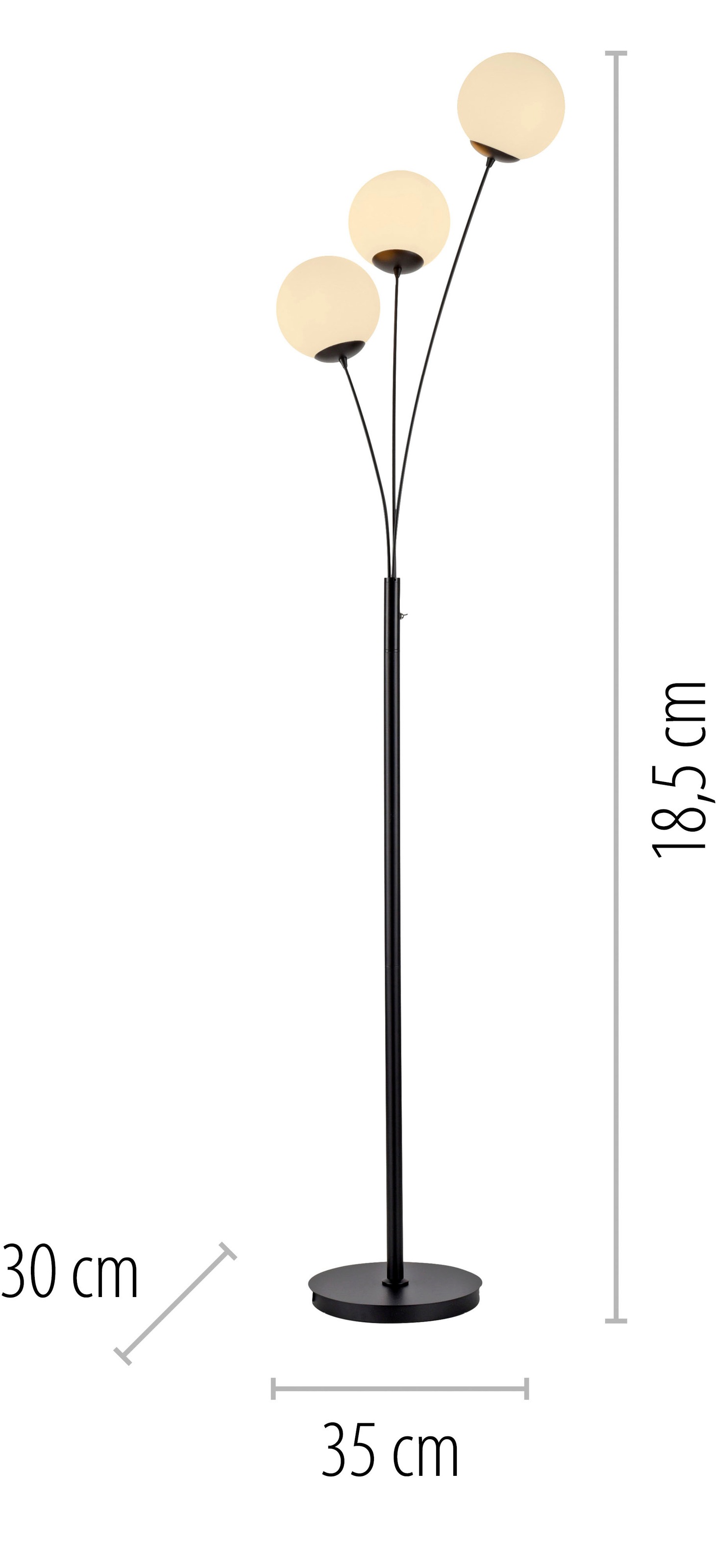 andas Stehlampe »Nymölla«, 3 flammig, Leuchtmittel E14 | ohne Leuchtmittel, Stehleuchte mit großen Glaskugeln amberfarben oder opal matt weiß