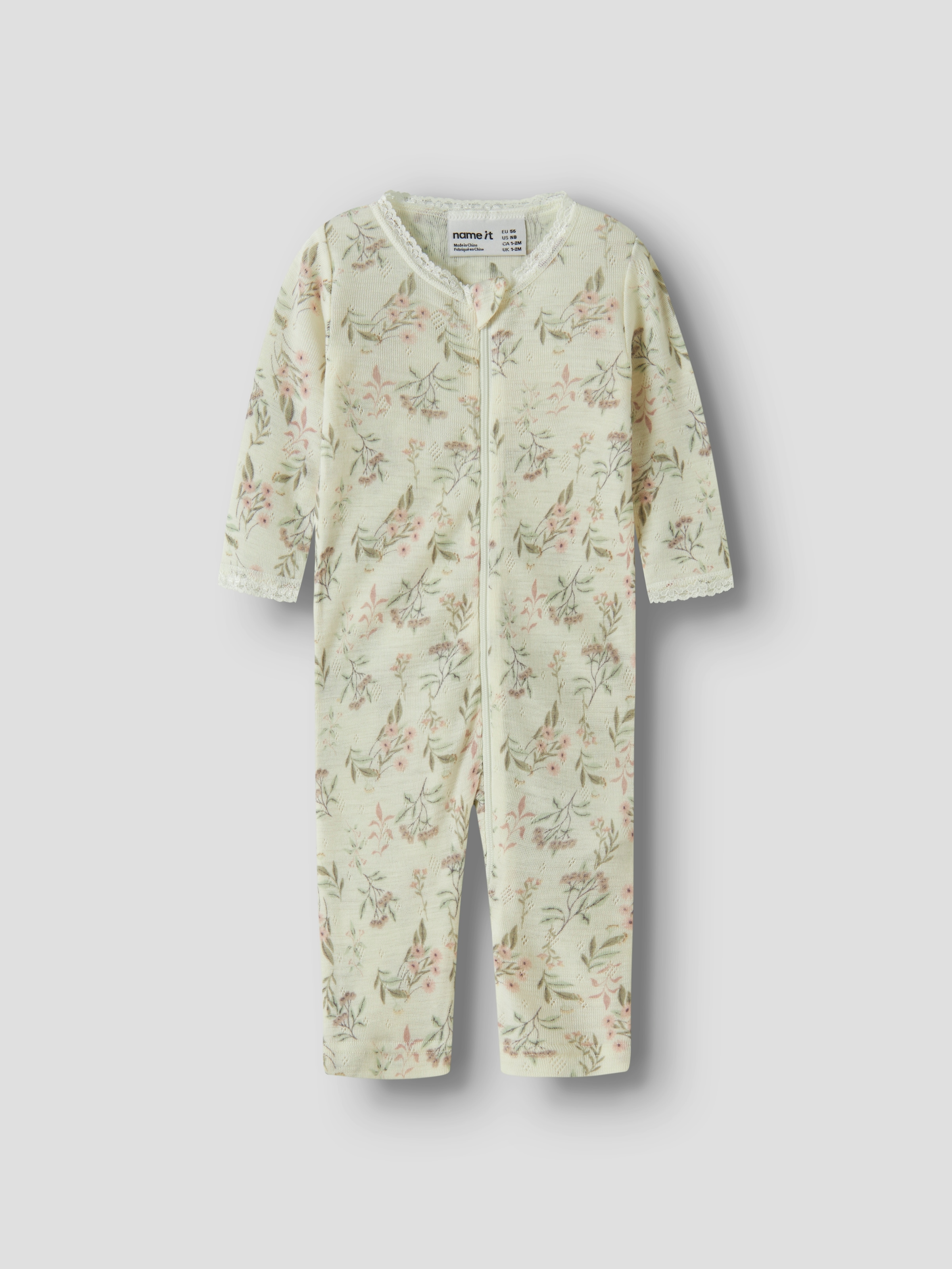 Name It Schlafanzug »NBFWANG WOOL NEEDLE NIGHTSUIT NOOS« für Babys, aus Wolle in Strickqualität, Regular Fit