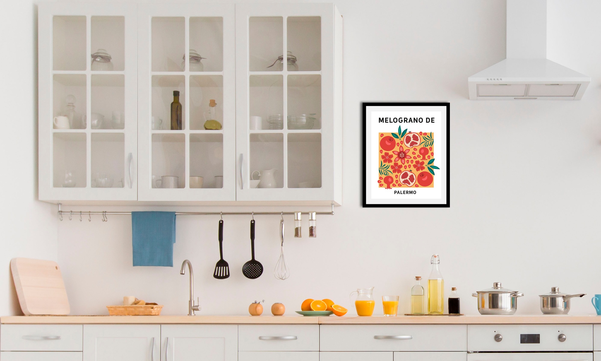 queence Bild »Palermo«, Obst-Obst Bilder-Schriftzug-Kunst-Pflanzen-Pflanzen günstig online kaufen