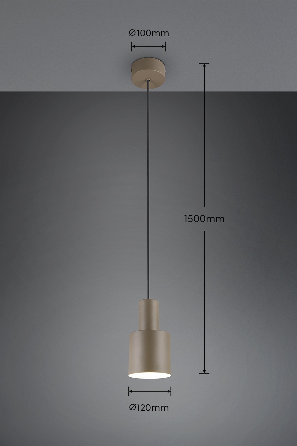 TRIO Leuchten Pendelleuchte »AGUDO, Hängelampe 1-flammig, exkl 1xE27 max 10W, höhenverstellbar«, 1 flammig, Leuchtmittel E27 | Leuchtmittel wechselbar, Hängelampe Ø 12cm, bis max 150cm Abhängung, Küche Esszimmer Wohnzimmer