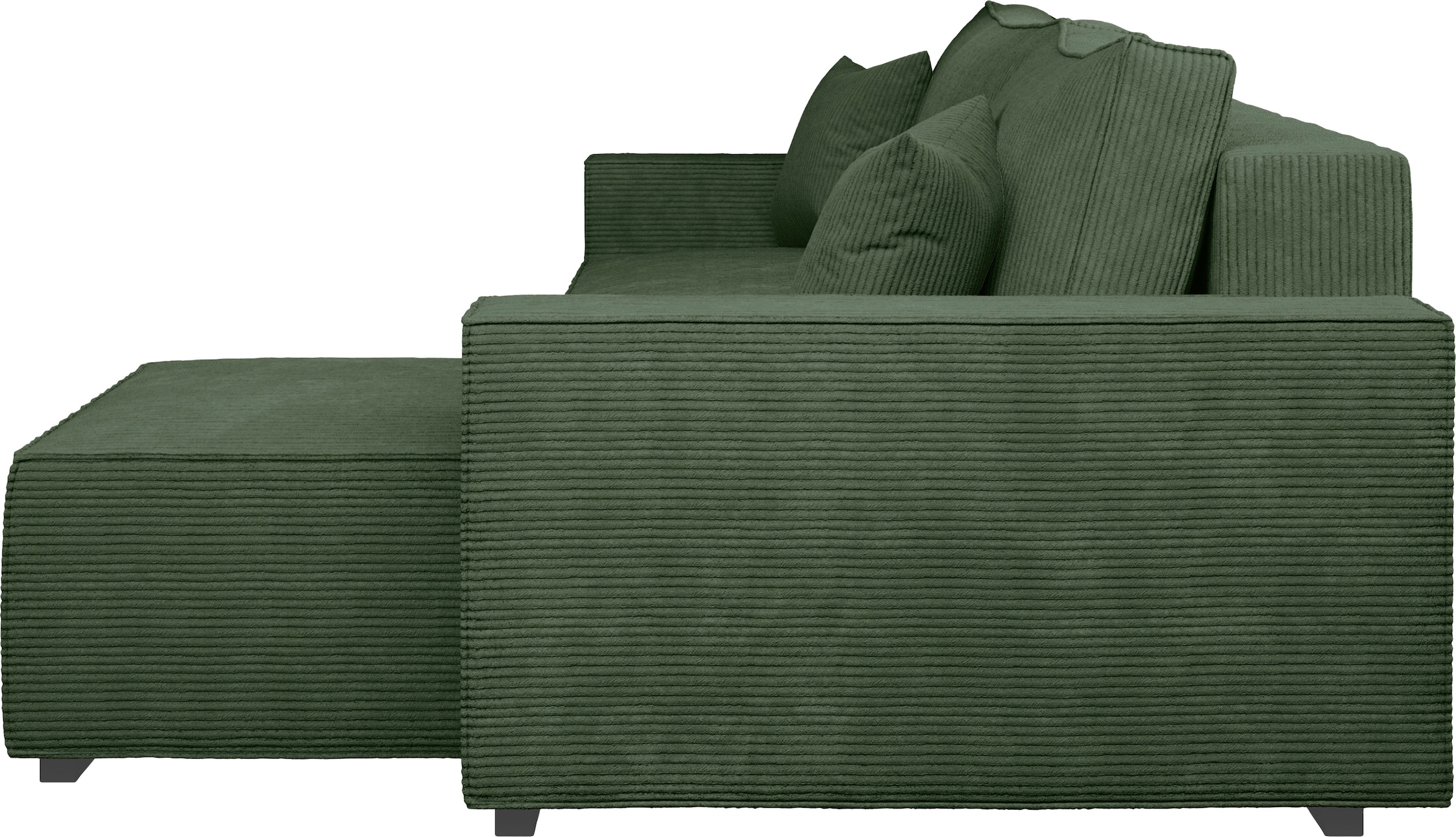 INOSIGN Ecksofa »Winton Cordsofa / Schlafsofa 253 cm«, Cord, Recamiere wechselbar, Schlaffunktion (130/208cm), Bettkasten