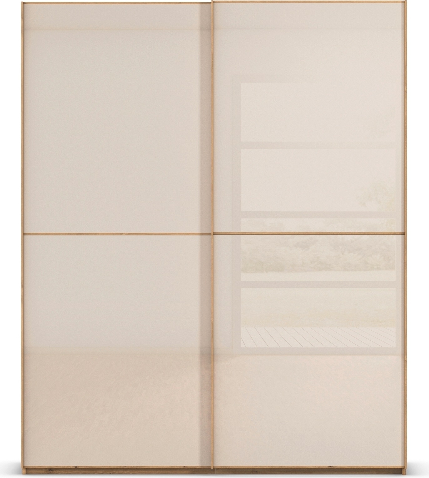 rauch Schwebetürenschrank »Kleiderschrank Schrank Garderobe Schlafzimmerschrank SCALE-DUO«, edle zweigeteilte Türen Glas-Front mit 3 Zierleisten MADE IN GERMANY