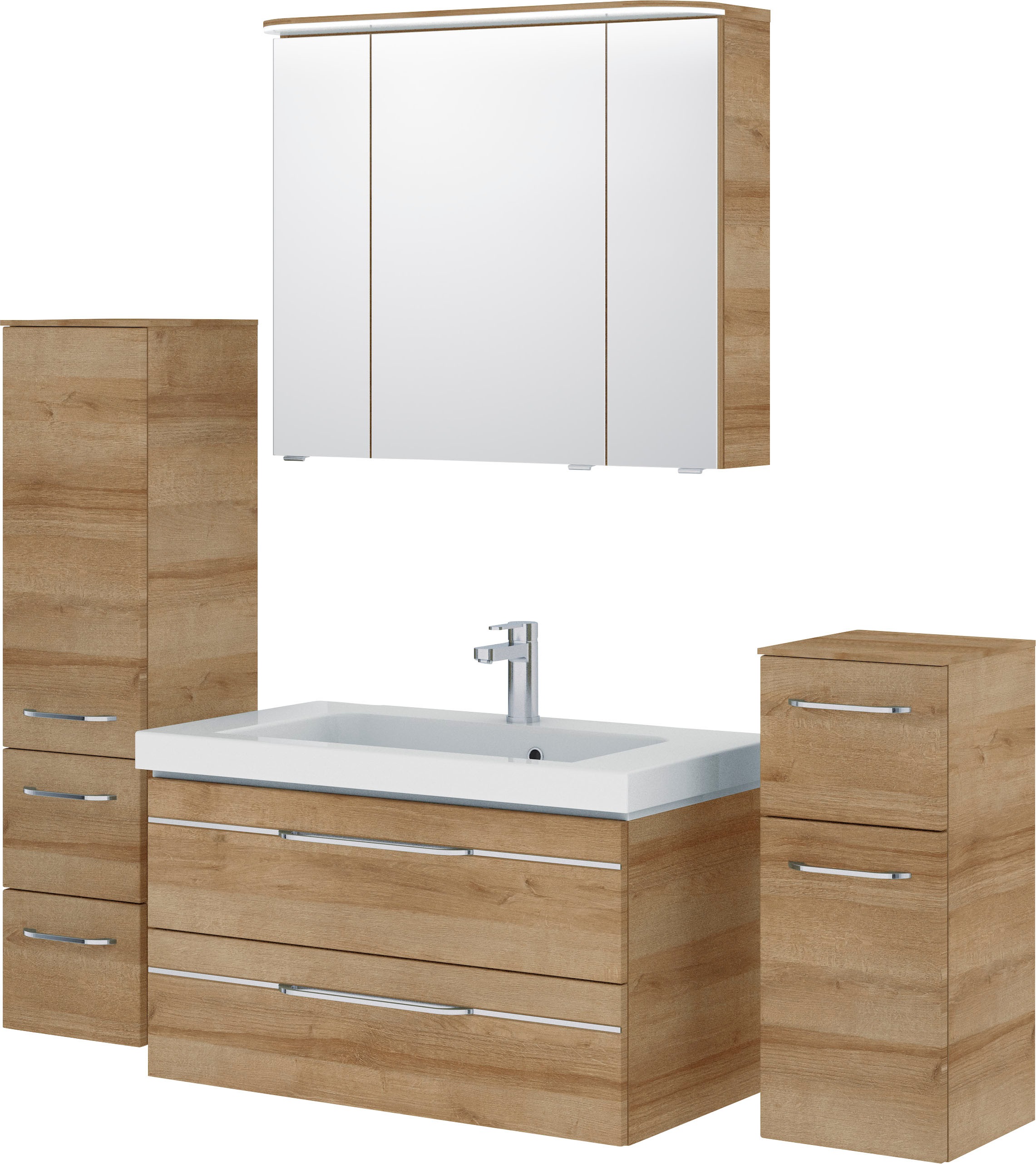 Saphir Badmöbel-Set »Balto Sprint 4-teilig, Mineralmarmor-Waschtisch mit LE günstig online kaufen