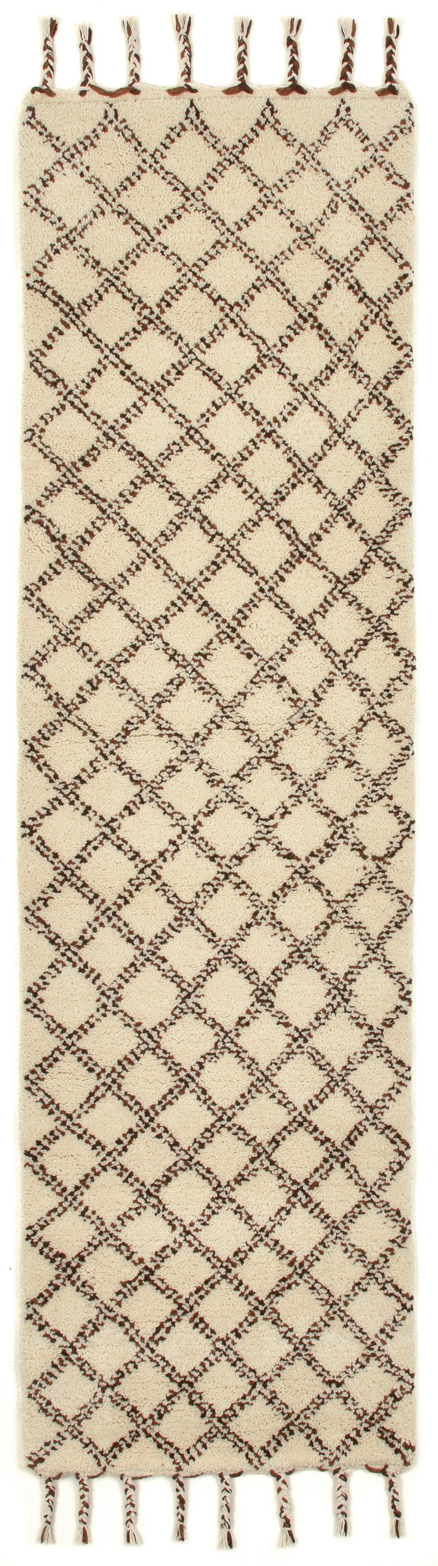 THEKO Wollteppich »MARMOUCHA 05«, rechteckig, 24 mm Höhe, reine Wolle, Rauten Design, mit Fransen