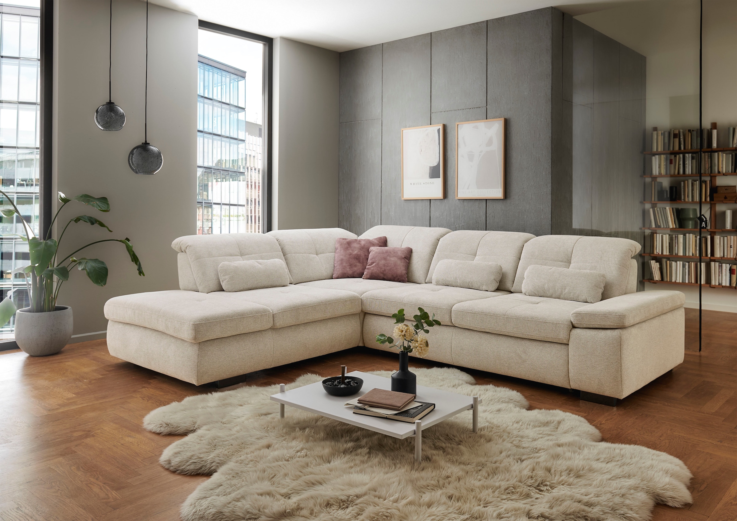 Die PlanBar Ecksofa »MP-IN16012 L-Form mit Federkern-Polsterung« inkl. Sitztiefenverstellung, optional mit Funktionen,