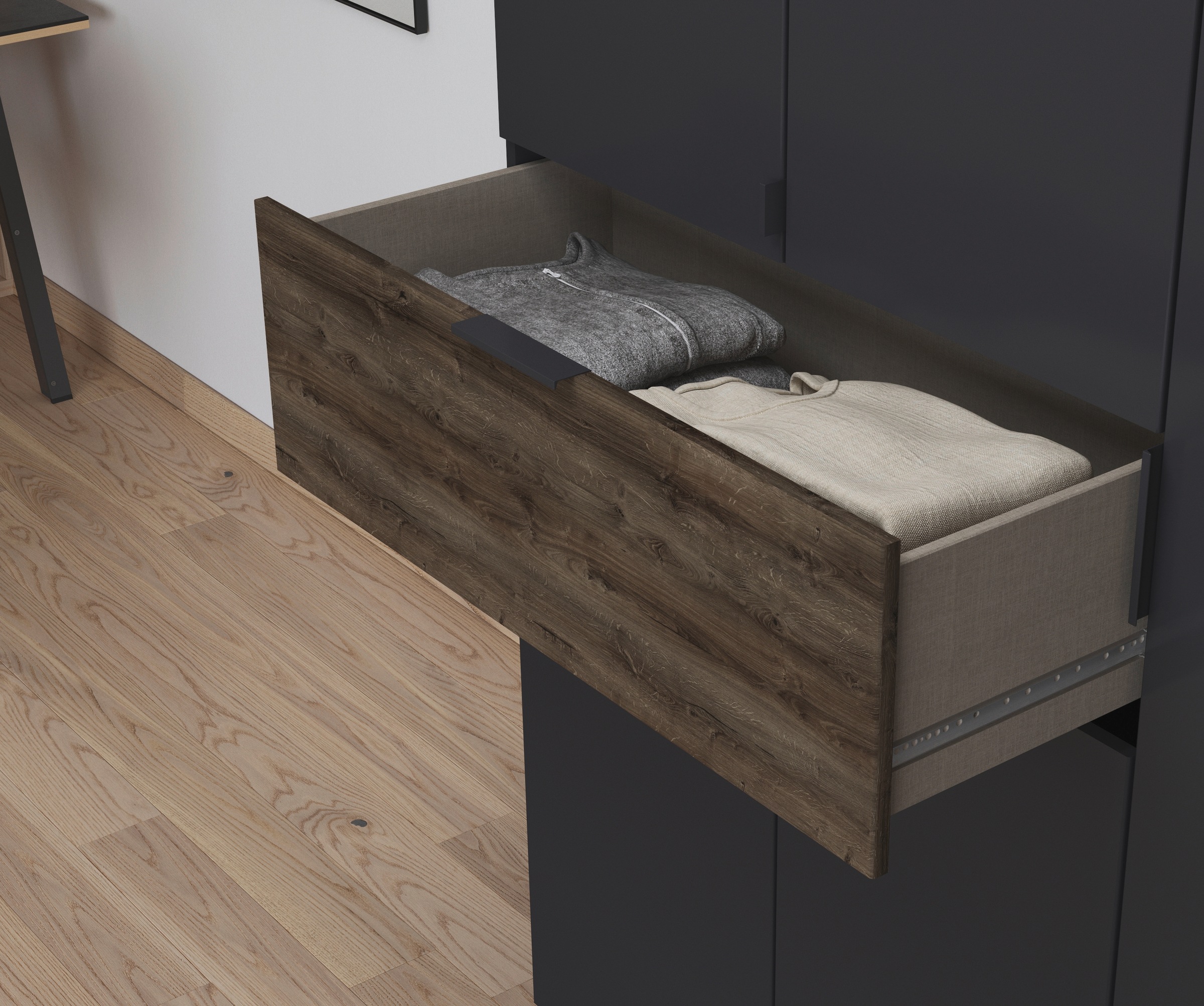 rauch Drehtürenschrank »Kleiderschrank Schrank Garderobe Wäscheschrank TICAO«, (Schubladen in der Höhe variabel positionierbar), mit 2 geräumigen Schubladen, viel Stauraum MADE IN GERMANY