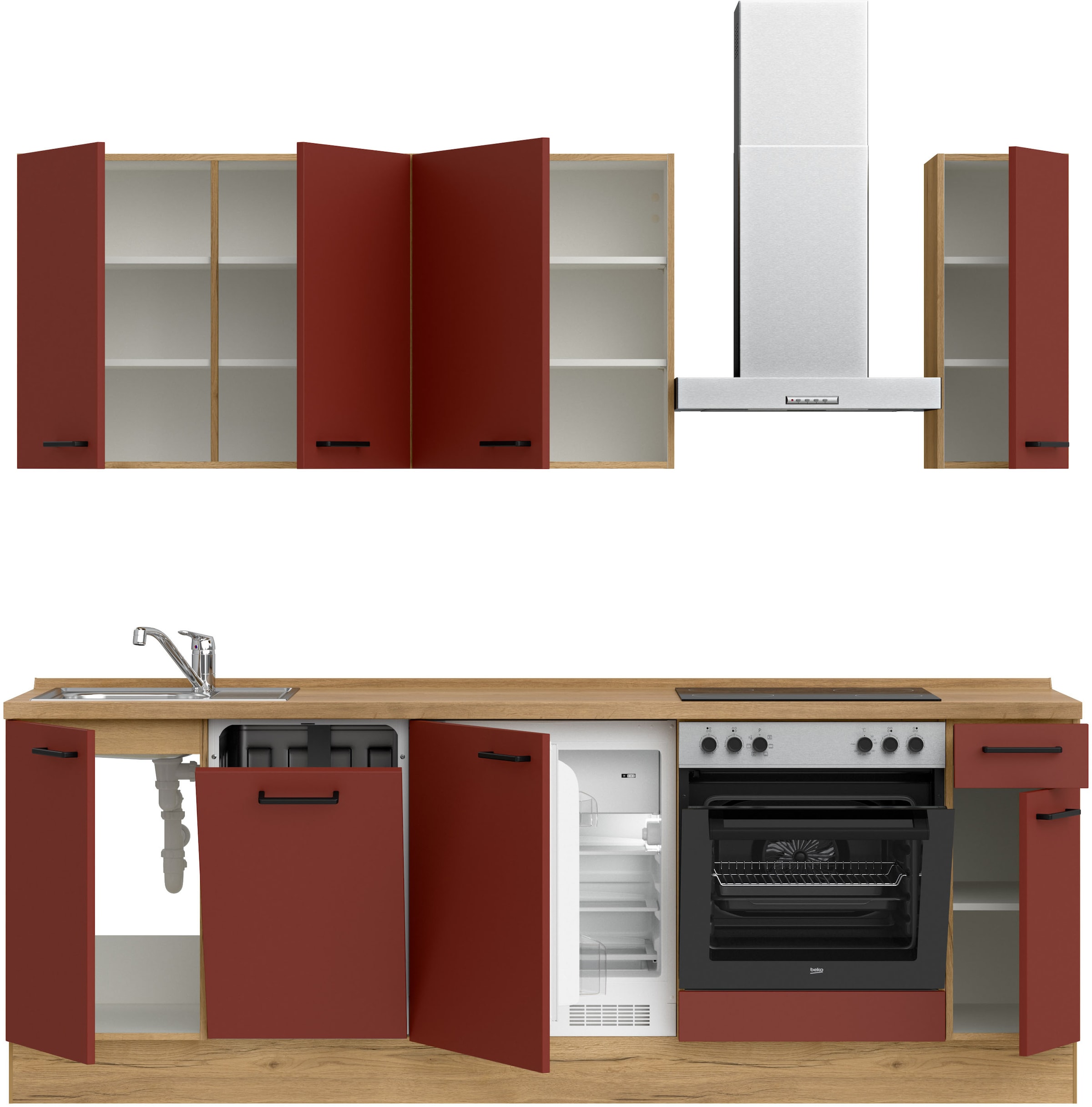 nobilia® Küchenzeile »"Easytouch I"«, vormontiert, Ausrichtung wählbar, Breite 240 cm, wahlw. mit E-Geräten