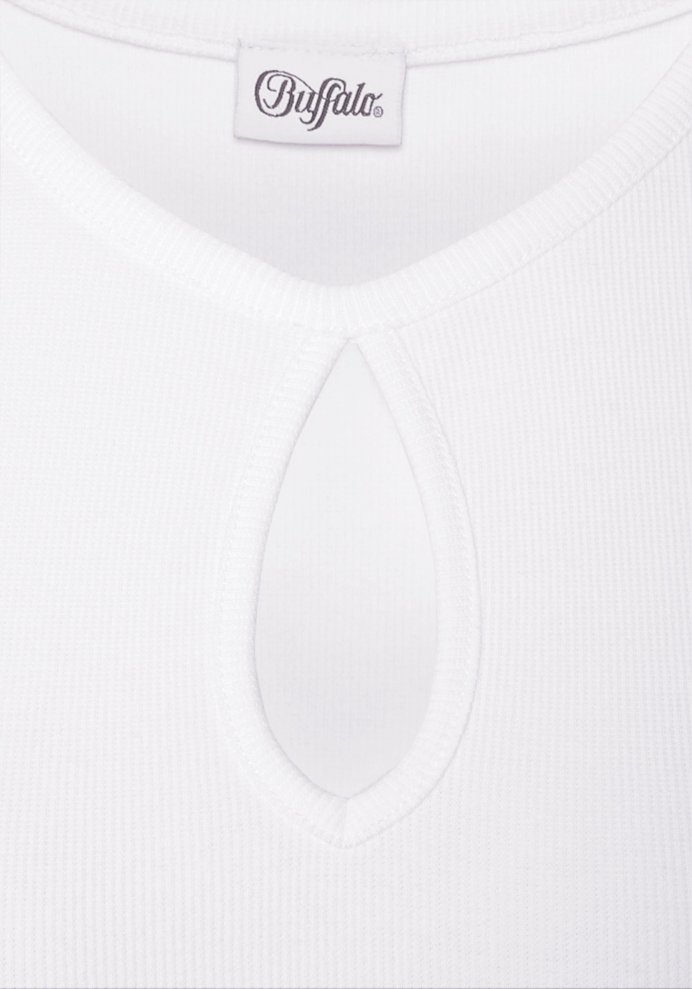 Buffalo Kurzarmshirt, aus feiner Rippware, Cut-Out-Detail, T-Shirt aus Baumwolle, Basic