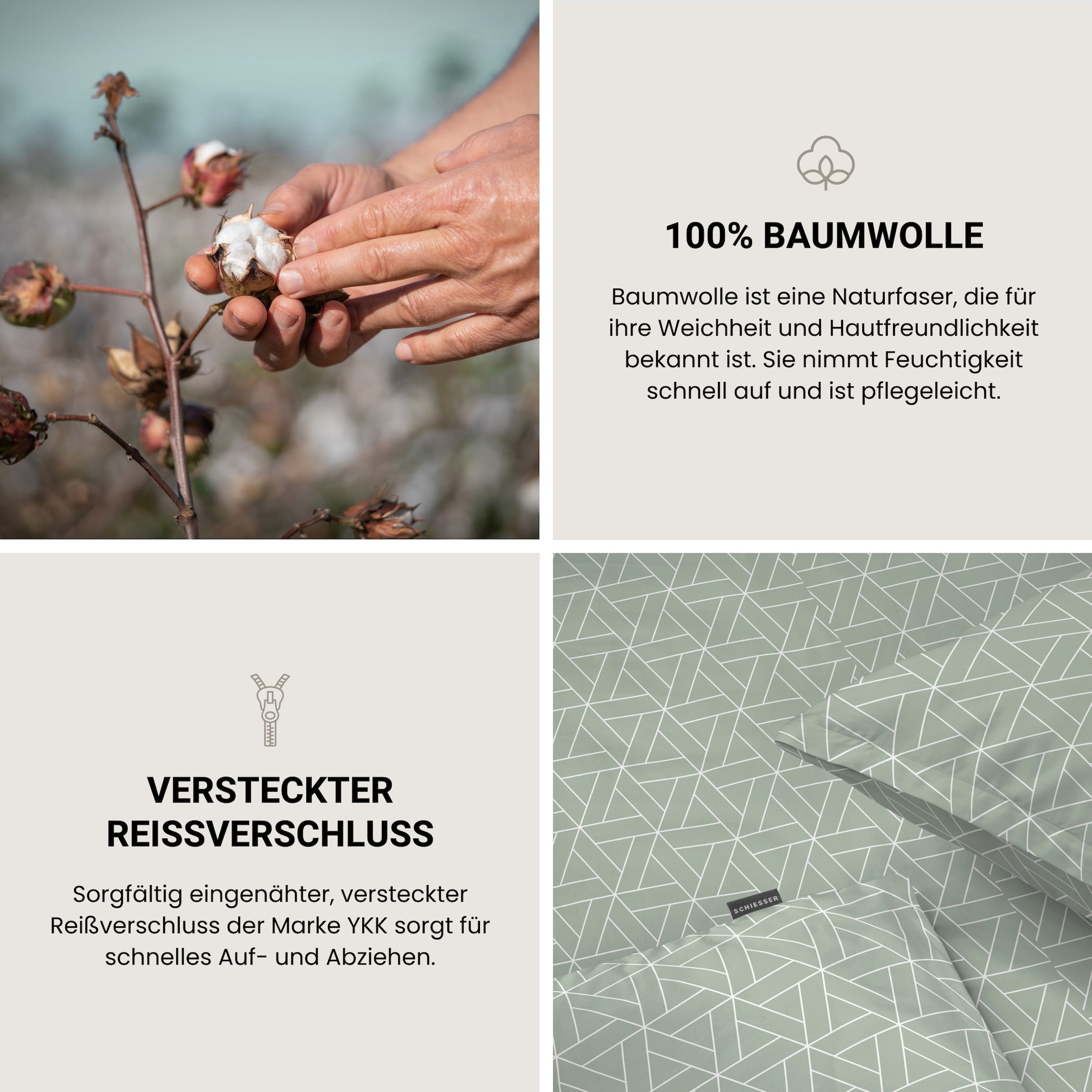 Schiesser Bettwäsche »Tris aus weicher Baumwolle mit grafischem Muster« 2 MADE IN GREEN by OEKO-TEX®