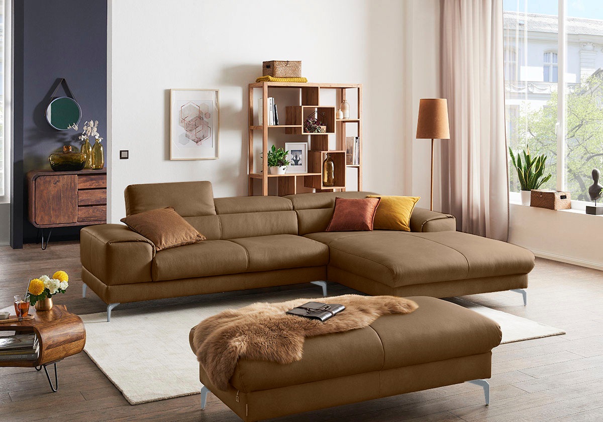 W.SCHILLIG Polsterhocker »piedroo, Designsofa mit tollem Sitzkomfort, bequem, L-Form«, Füße in Silber matt