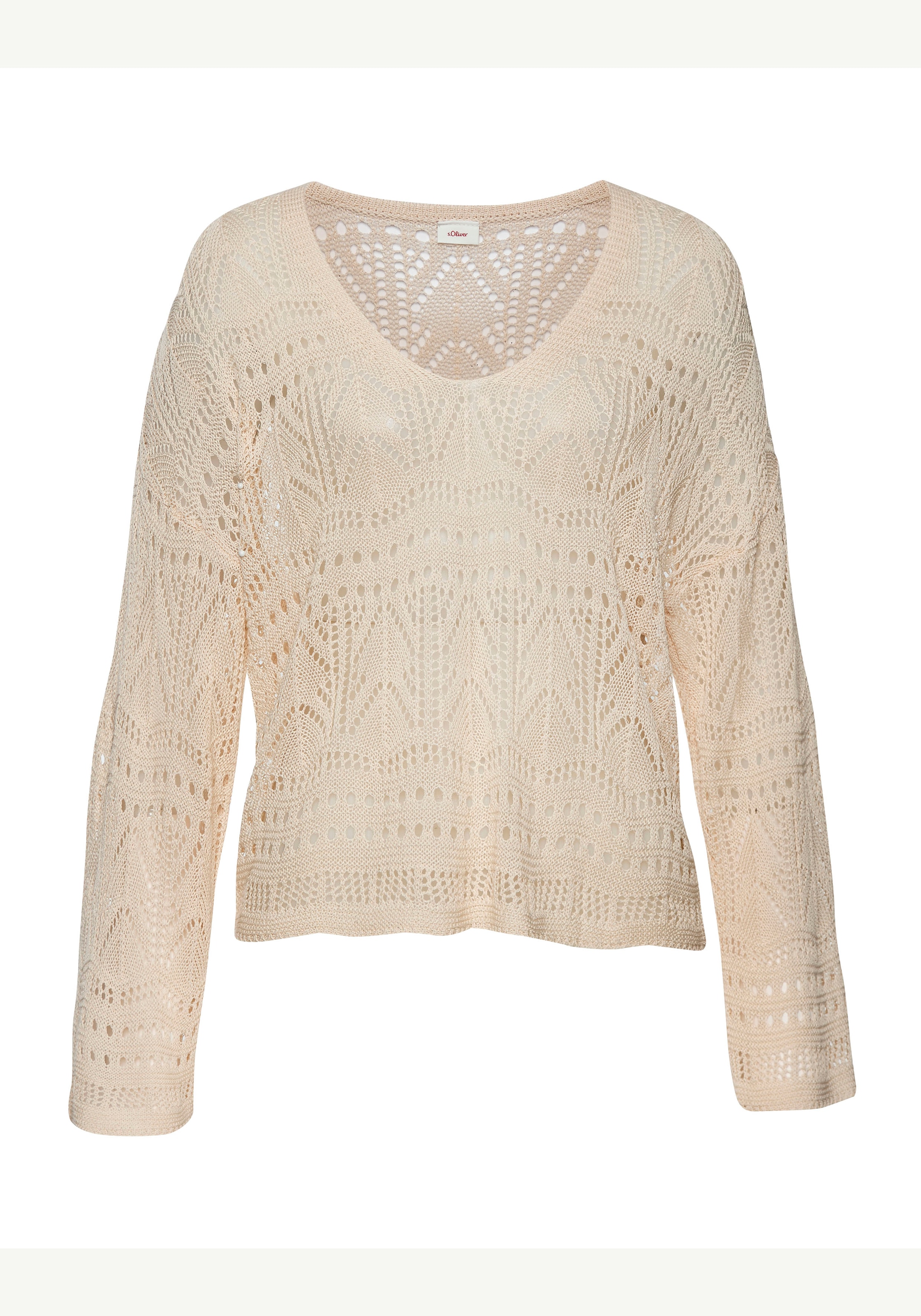 s.Oliver Strandpullover, mit semi-transparentem Ajourmuster, sommerlicher Strickpullover