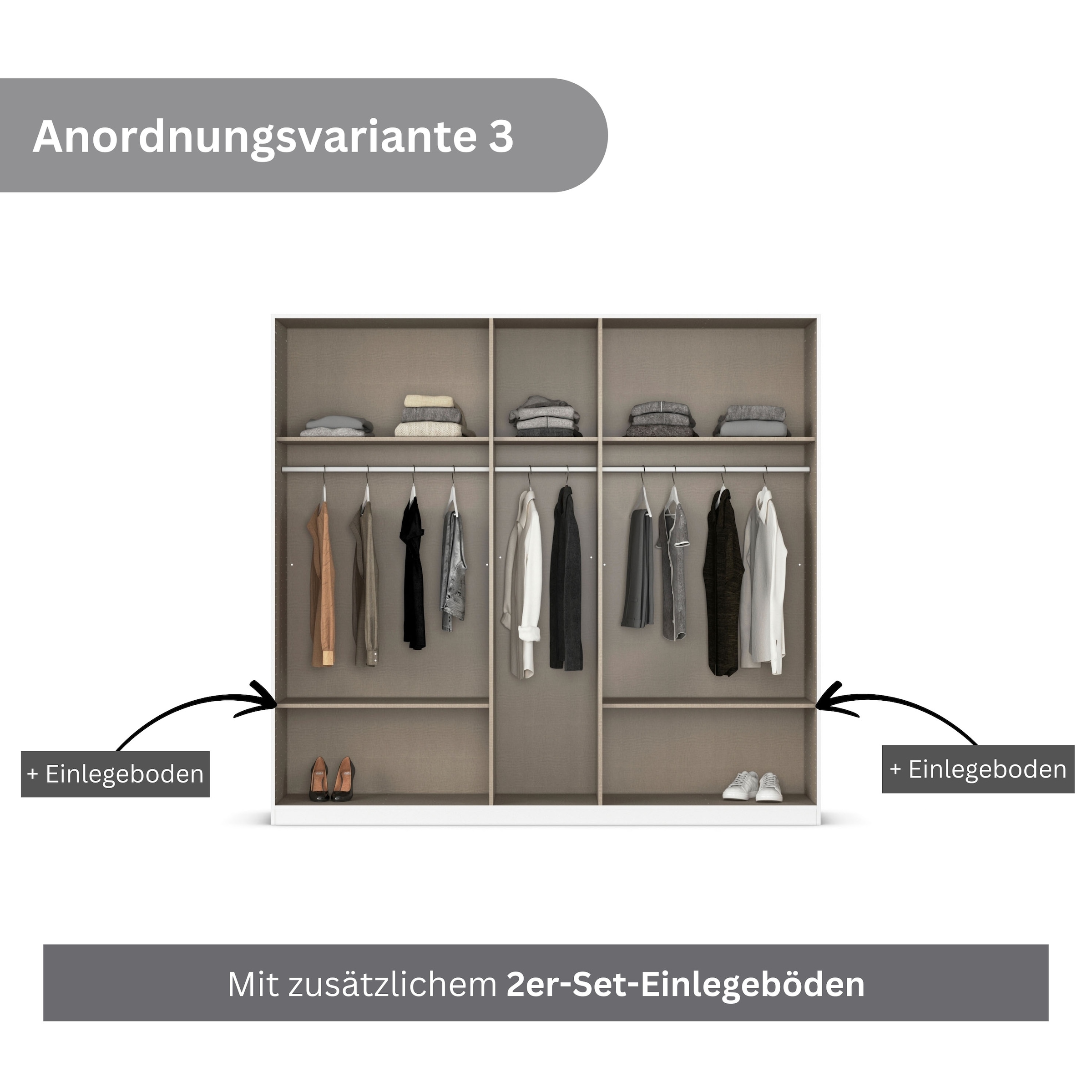 rauch Drehtürenschrank »Kleiderschrank Kleiderschränke Schrank Garderobe AGORDO mit Glasfront«, (in zwei Griff-Farben), durchdachte Innenausstattung, in 6 Breiten und 2 Höhen MADE IN GERMANY