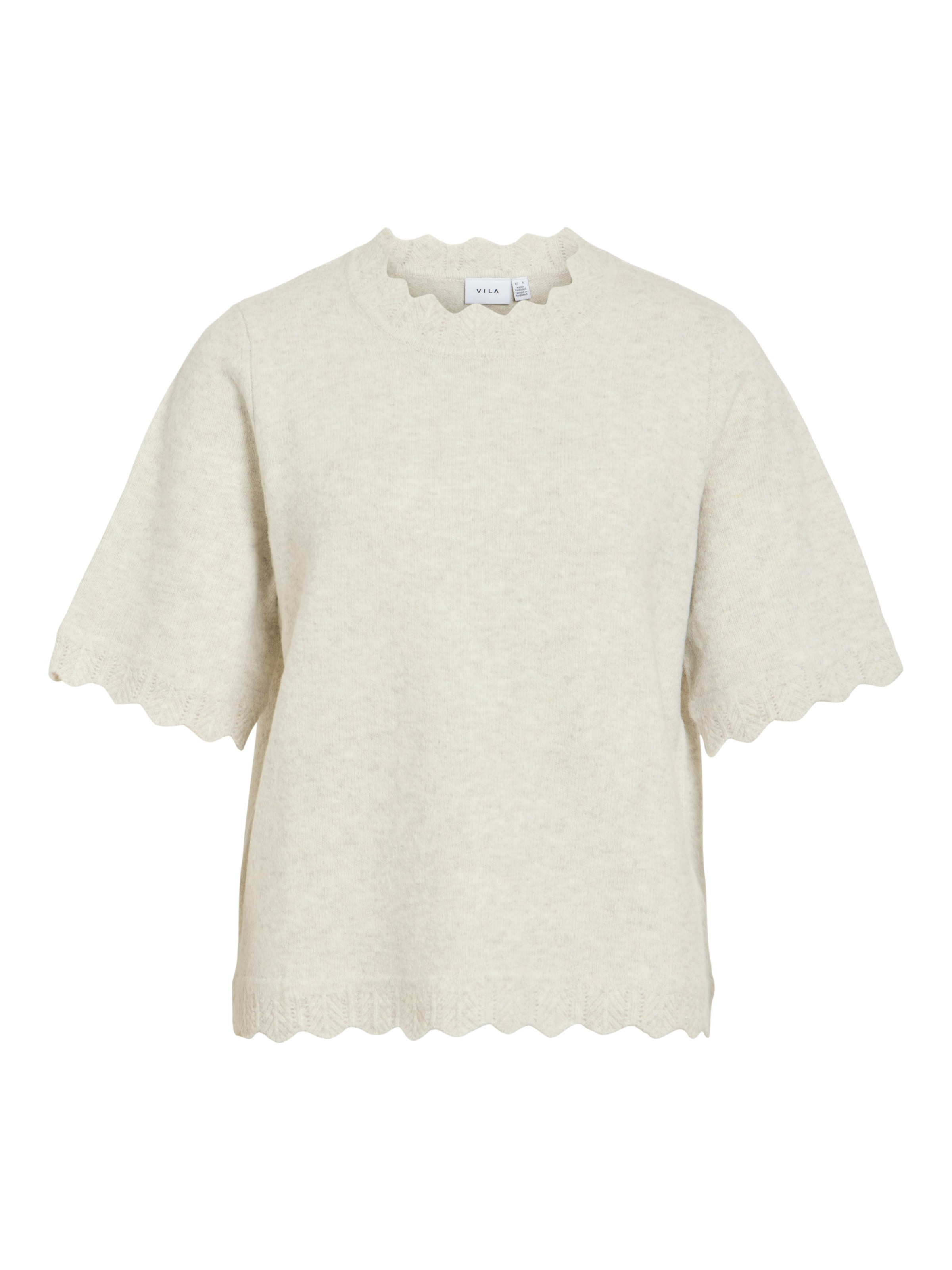 Vila Kurzarmpullover »VINIKOLINA O-NECK 2/4 KNIT TOP - NOOS« Materialmix, normal geschnitten