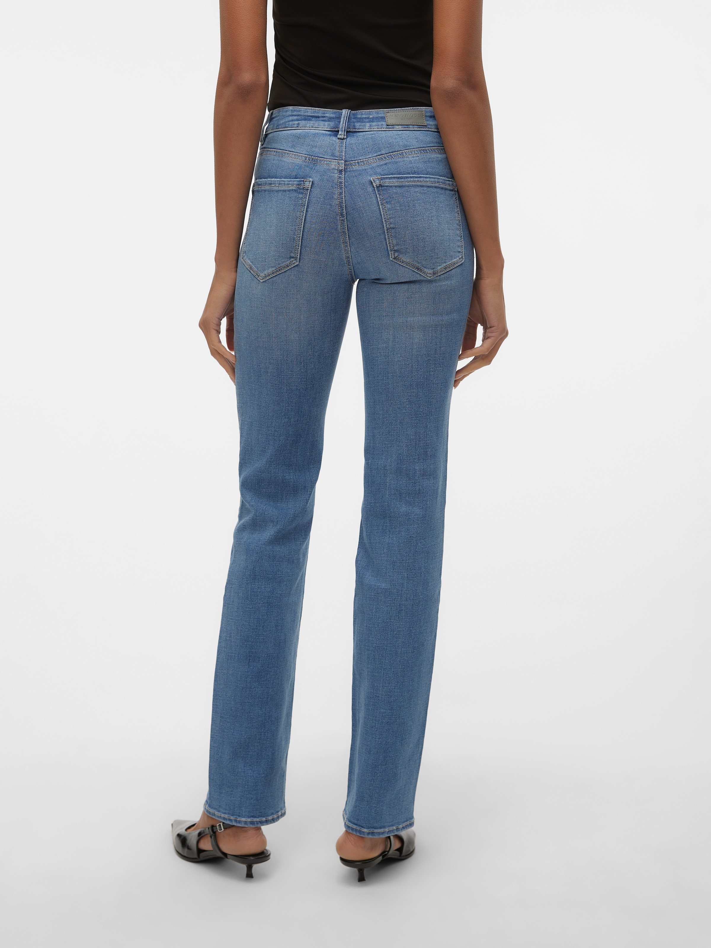 Vero Moda Straight-Jeans »VMFLASH MR STRAIGHT JEANS LI347 GA NOOS« Baumwollmischung mit Stretch, regular waist, straight fit