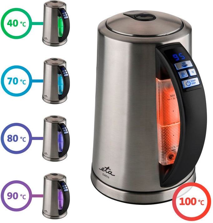 eta Wasserkocher »ELEKTRA ETA359790000«, 1,5 l, 2200 W, Temperaturregelung 40 - 100 °C, KEEP WARM Funktion, System STRIX